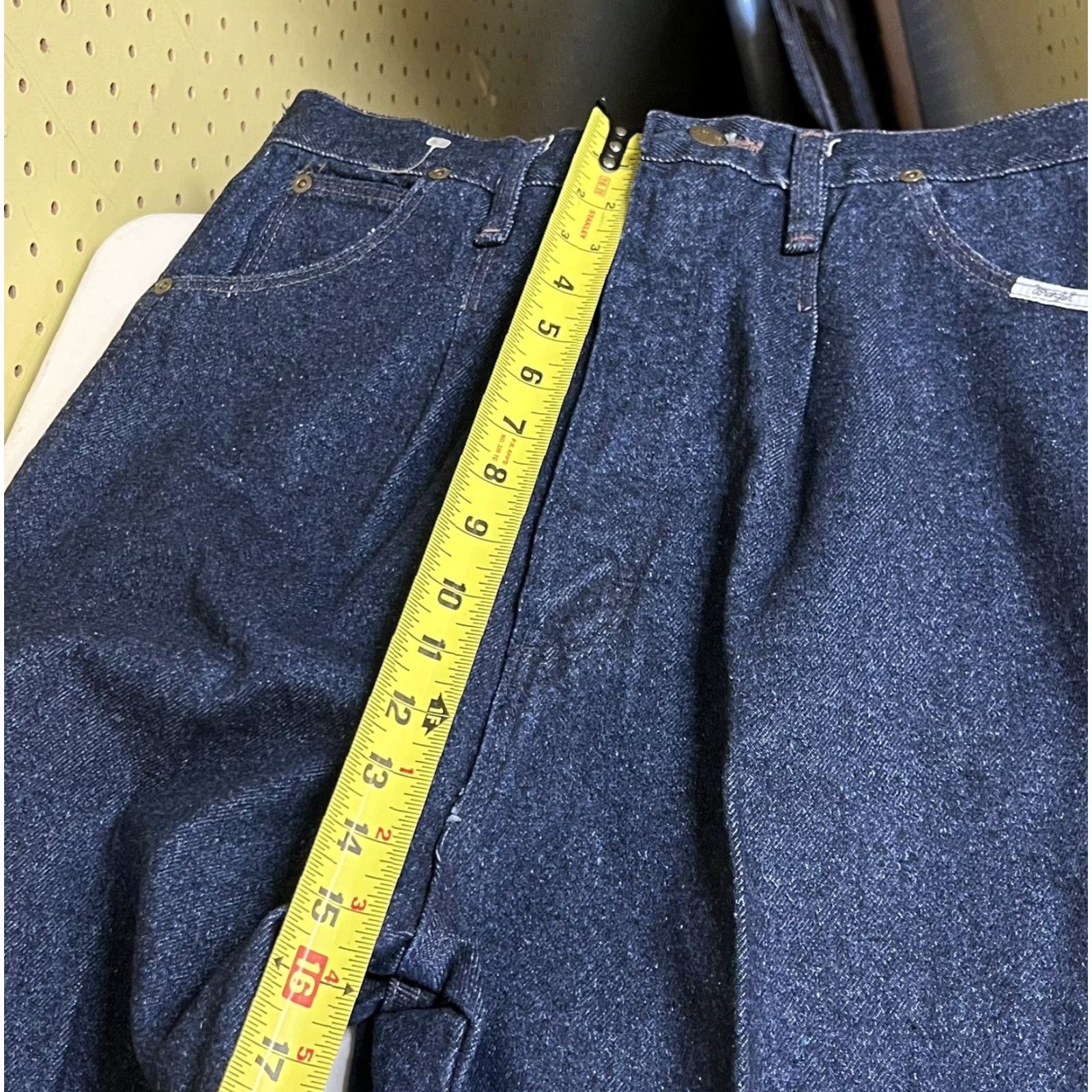 Wrangler VINTAGE Wrangler Riata Dark Wash High Rise Denim Jeans Junior Sz 17 34L Girls Blue 1970s NOS Wrangler Riata High Rise Denim Jeans Size 24" / US 00 / IT 34 - 7 Thumbnail