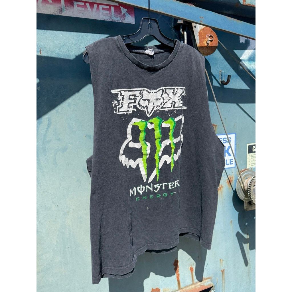 Y2K Fox Racing Monster Energy Vintage Muscle Tee Shirt Moto