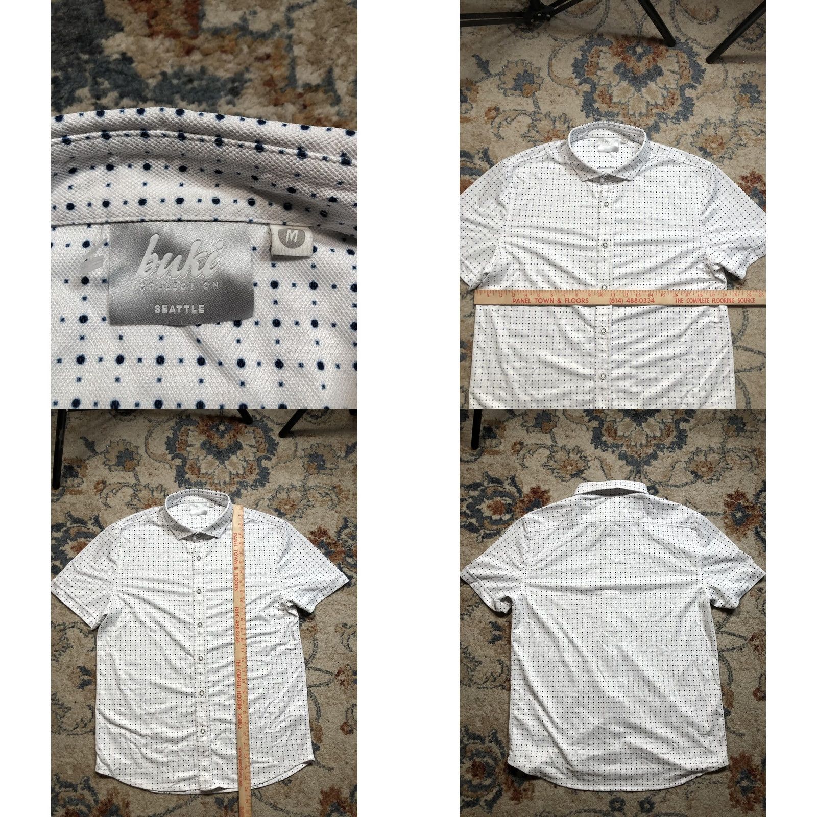 Vintage Buki Collection Shirt Mens Medium White Navy Dot Short Sleeve Button Up Seattle Size US M / EU 48-50 / 2 - 8 Thumbnail