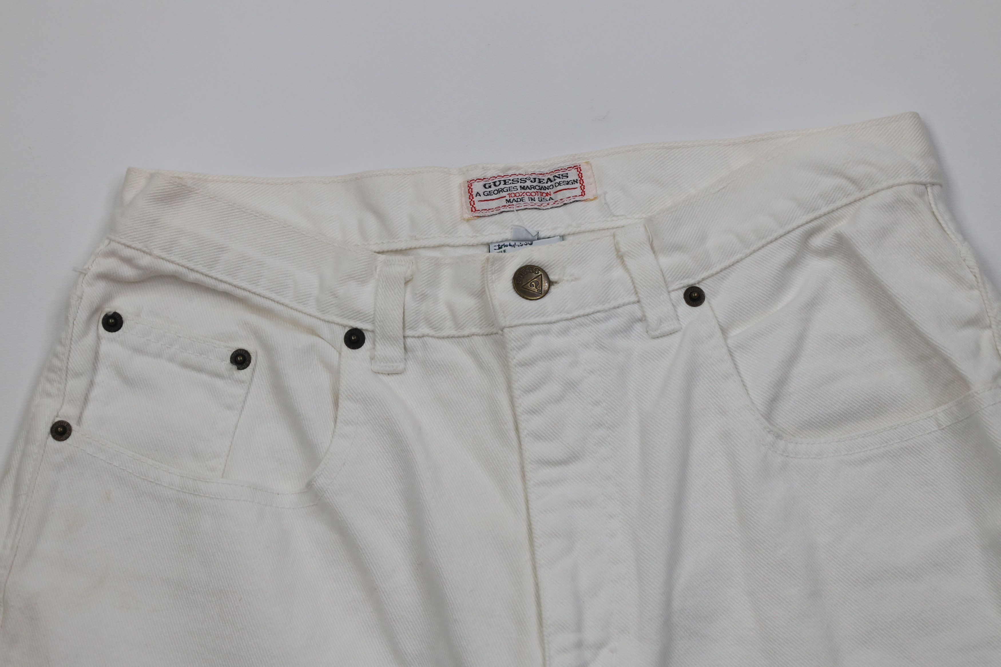 Guess Vintage 90s Guess Relaxed Fit Denim Jean Shorts White USA Size US 31 - 2 Thumbnail