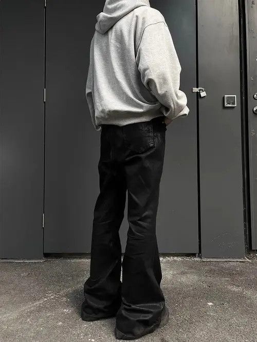 VIBE Black Stacked Flare Waxed Denim Jeans Size US 33 - 5 Thumbnail