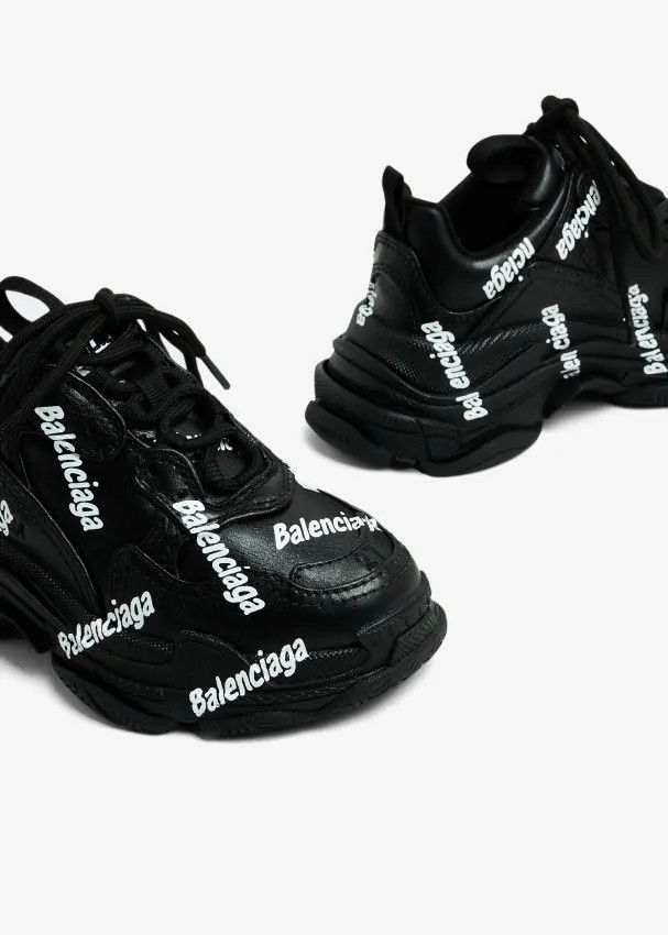Balenciaga o1mt1gz1124 KIDS - Triple S Logotype Sneakers in Black Size US 5 / EU 37 - 2 Thumbnail