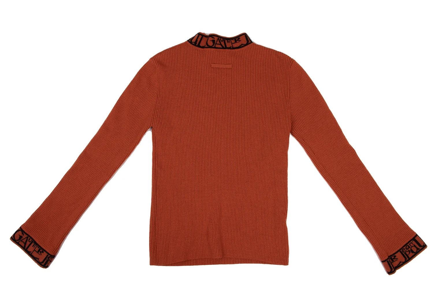 Jean Paul Gaultier Ribbed Knit Sweater with Logo Piping in Orange and Black Size US M / EU 48-50 / 2 - 14 Thumbnail