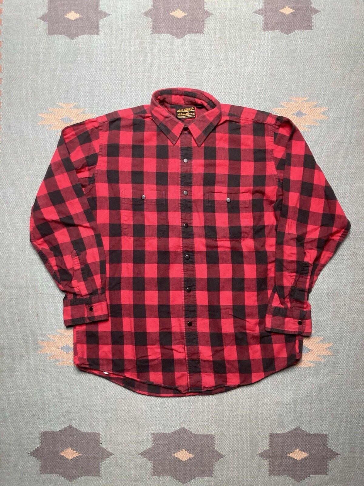 Eddie Bauer × Vintage Eddie Bauer flannel shirt brushed cotton snap buffalo XL Size US XL / EU 56 / 4 - 1 Thumbnail