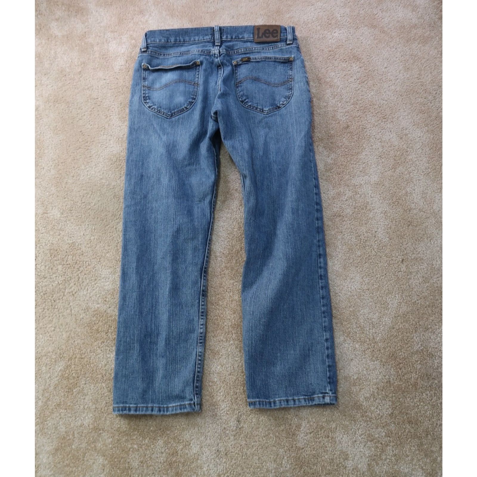 Lee Lee Jeans Regular Straight Leg Mens 33x30 Blue Denim 5-Pocket Zipper Jeans Regular Mens Size US 33 - 6 Thumbnail