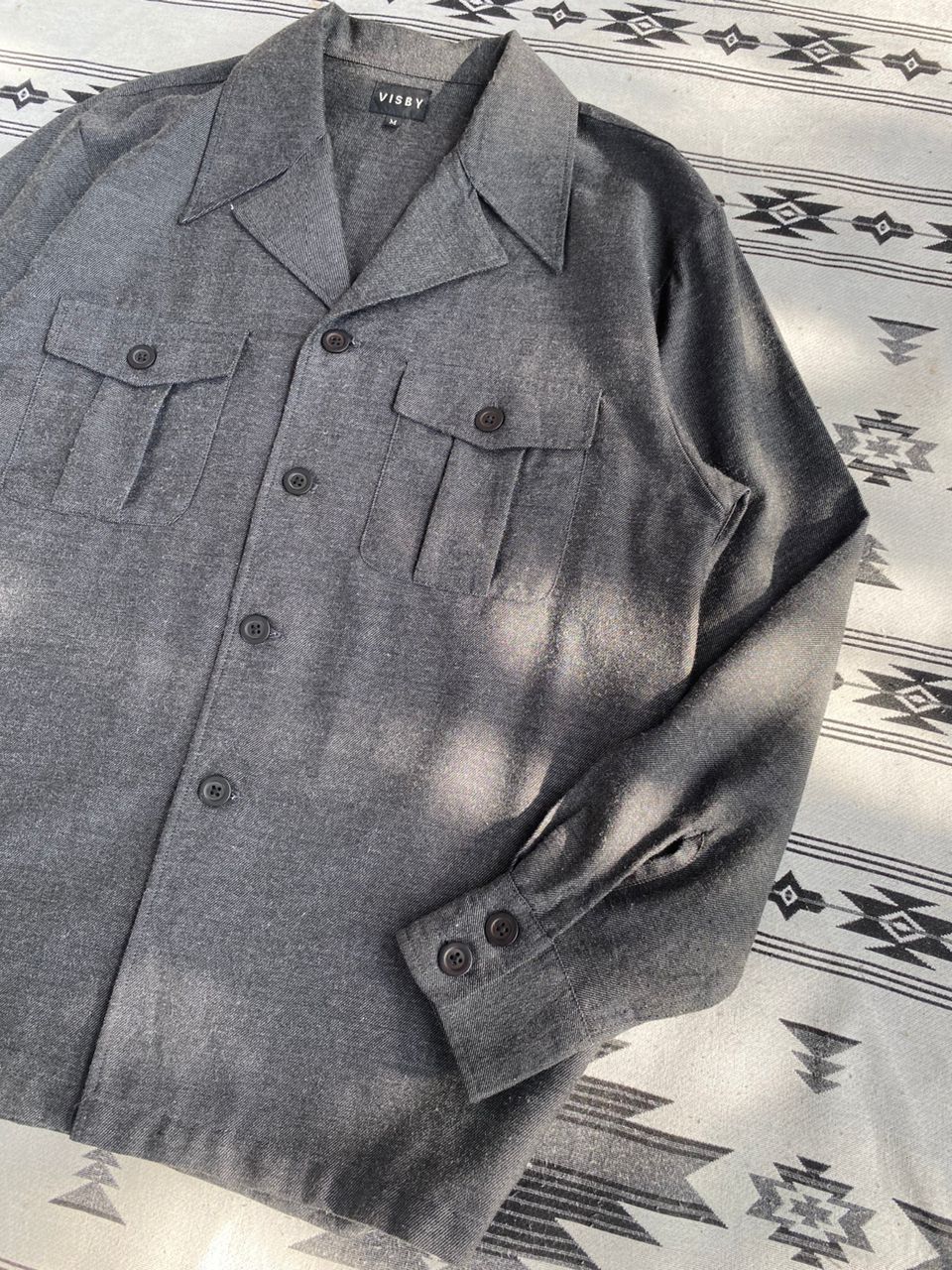 Designer × Japanese Brand × Vintage Visby Open Collar Double Chest Pocket Shirt Size US S / EU 44-46 / 1 - 2 Thumbnail