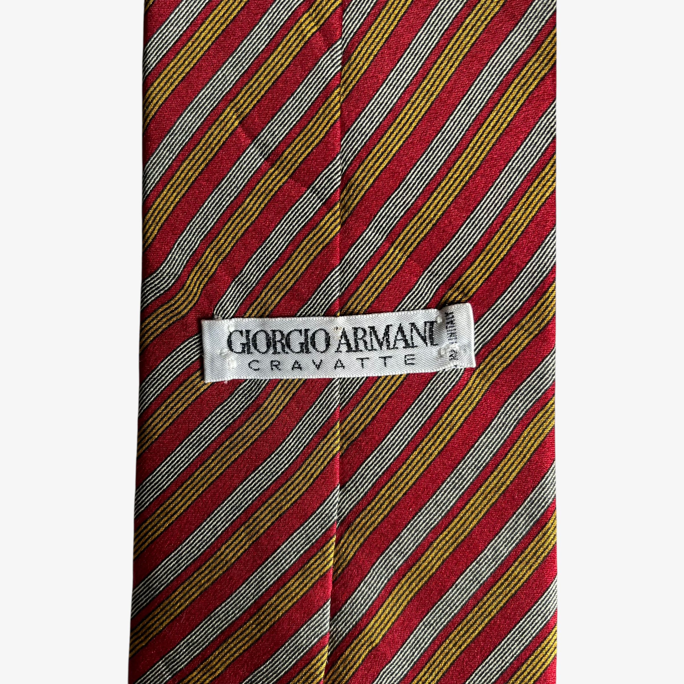 Giorgio Armani Vintage 90s Giorgio Armani Colourful Striped Red Silk Tie Size ONE SIZE - 2 Thumbnail