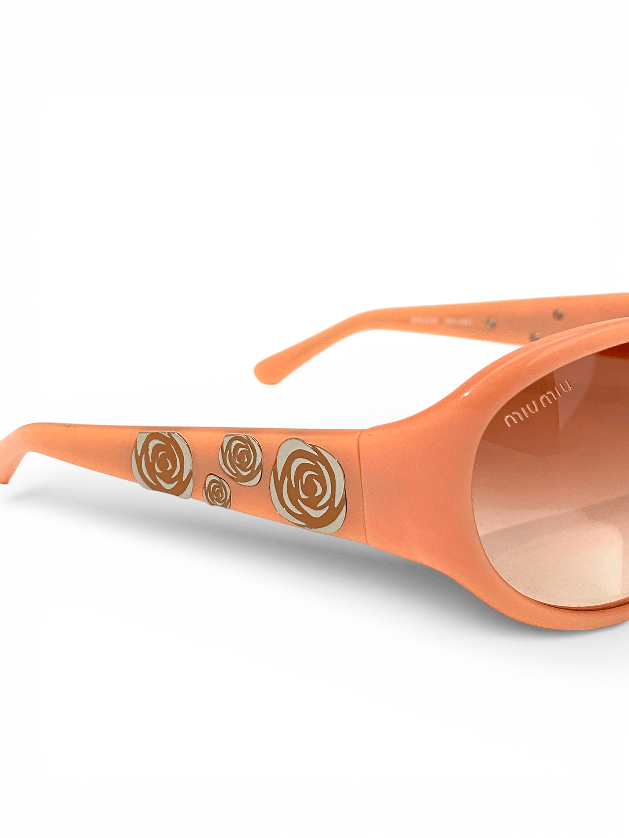 Miu Miu Miu Miu Flower Floral Logo Peach Retro Oval Sunglasses Y2K Size ONE SIZE - 8 Thumbnail