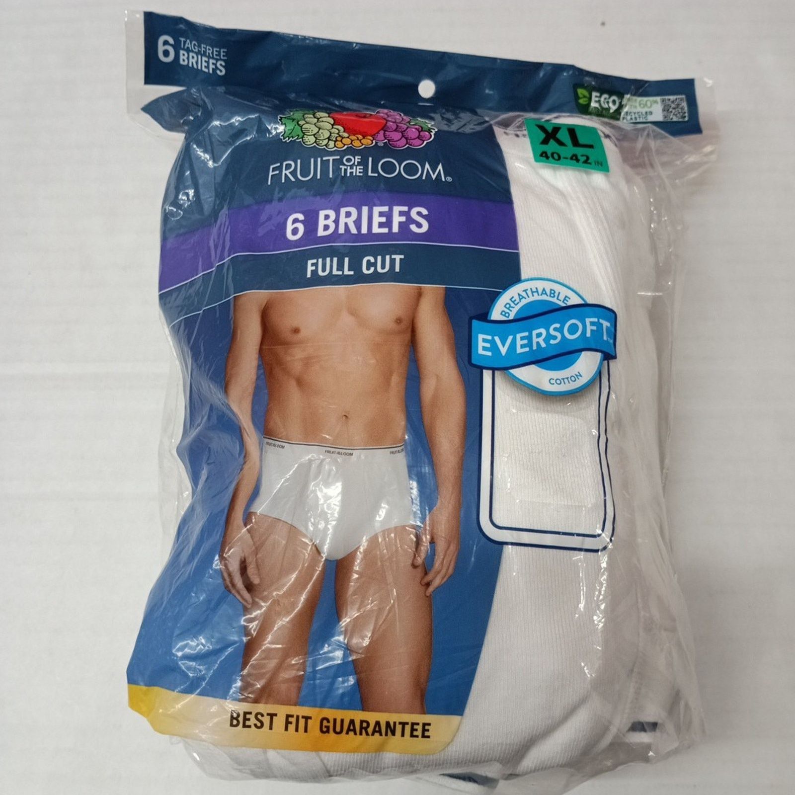 Fruit Of The Loom 6pr Men's White Full Cut Briefs XL 40-42 Fruit of the Loom Size 40 - 1 Thumbnail