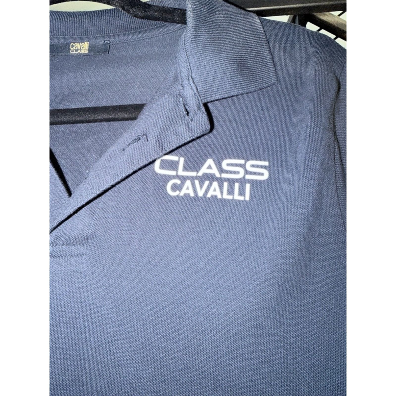 Cavalli Class Mens Cavalli Class Navy Polo with White Snake size M Size US M / EU 48-50 / 2 - 5 Thumbnail
