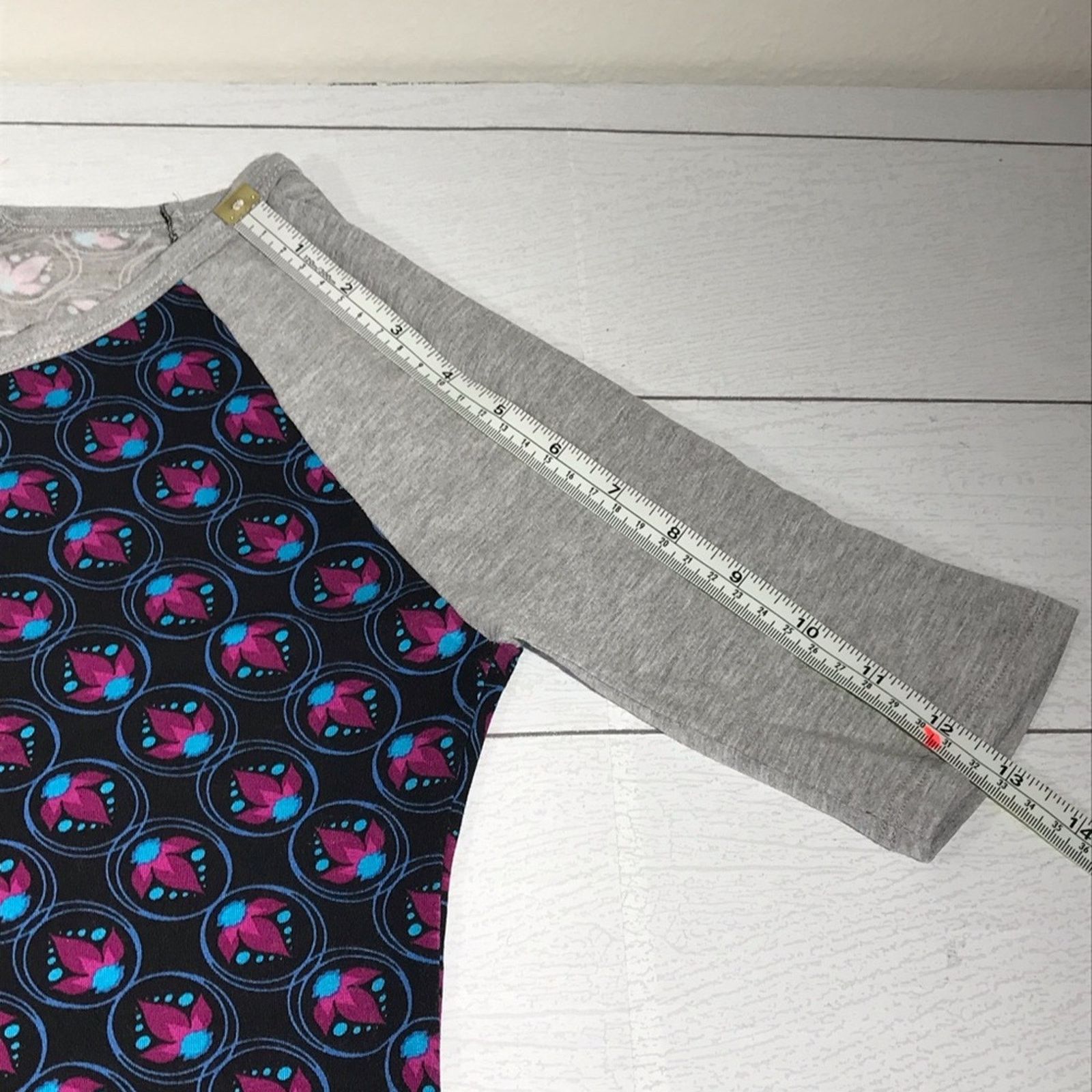 Other LuLaRoe Julia XS Blue Bodycon Dress Gray Raglan Geometric Size XS / US 0-2 / IT 36-38 - 8 Thumbnail