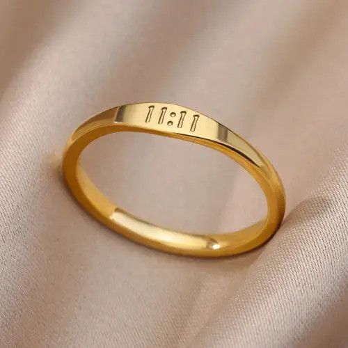 VIBE 11:11 Angel Number Rings Gold (size7-10) Size ONE SIZE - 1 Thumbnail