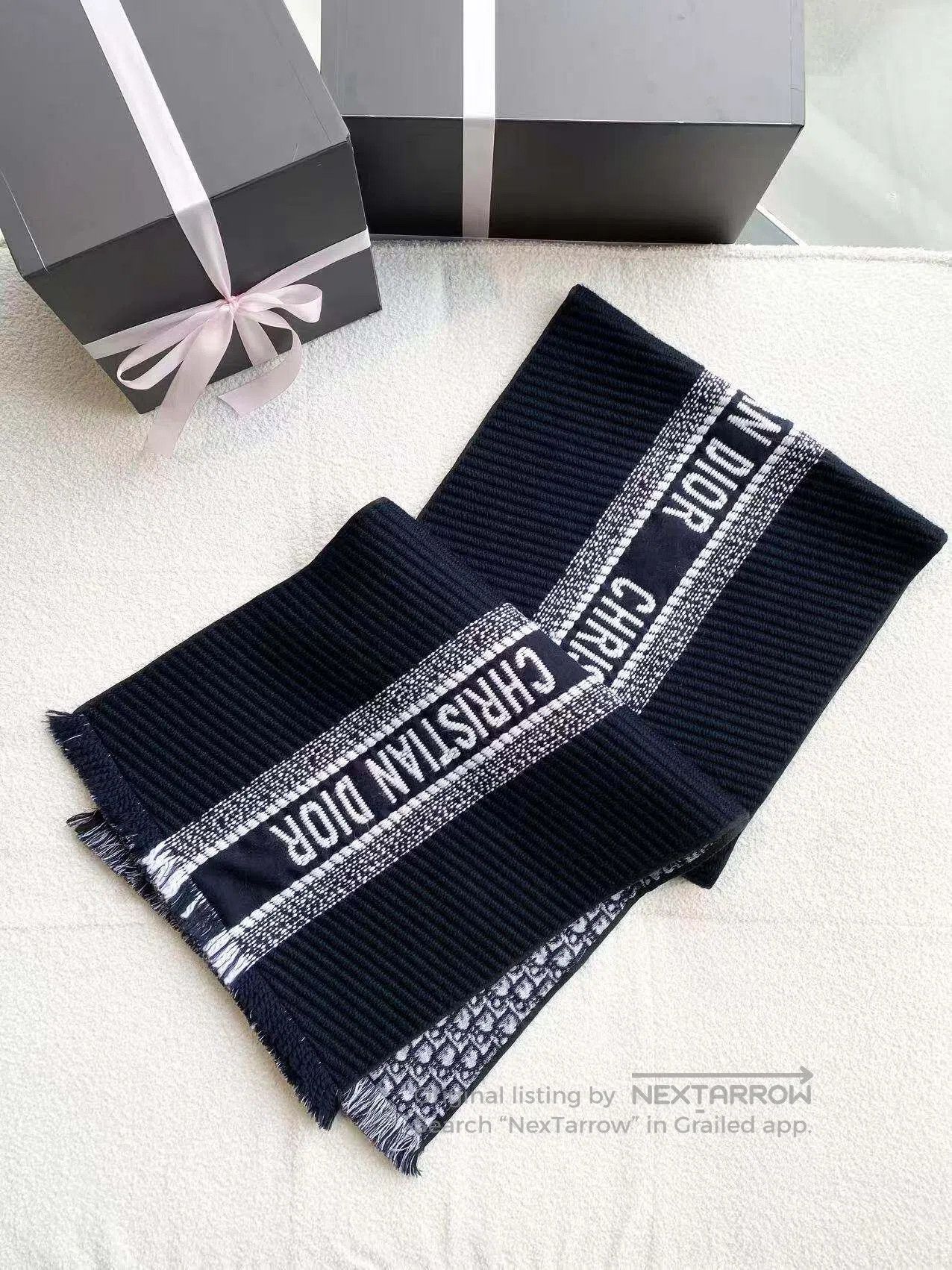 Dior Dior Presbyon double-sided fringed scarf| Size ONE SIZE - 1 Thumbnail
