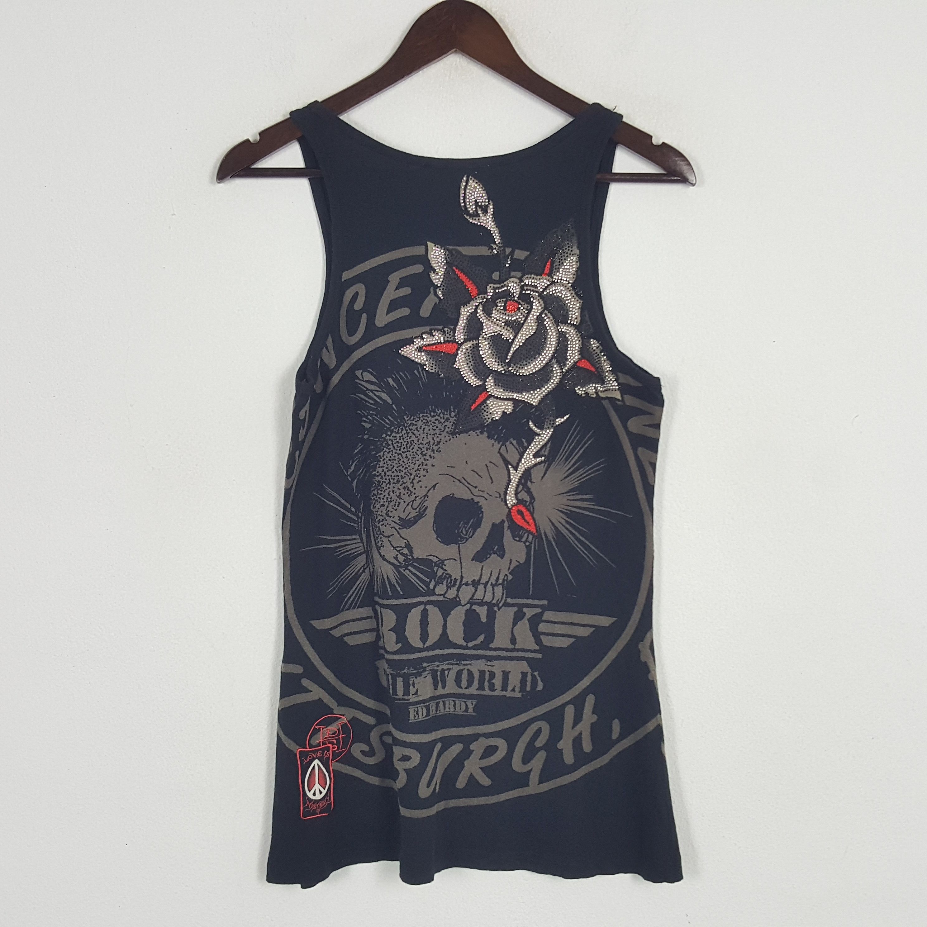 Christian Audigier × Ed Hardy × Vintage Vintage Ed Hardy by Christian Audigier Fullpinted Tank Shirt Size US S / EU 44-46 / 1 - 3 Thumbnail