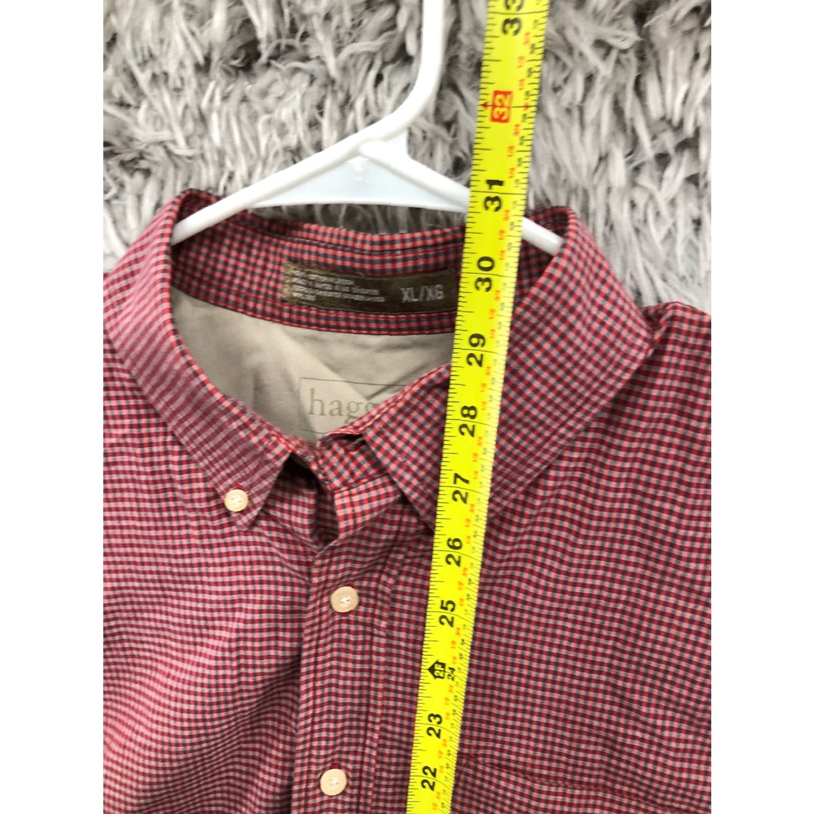 Haggar Haggar Shirt XL Mens Red Plaid Long Sleeve Button-Down Collar Shirt Size US XL / EU 56 / 4 - 5 Thumbnail
