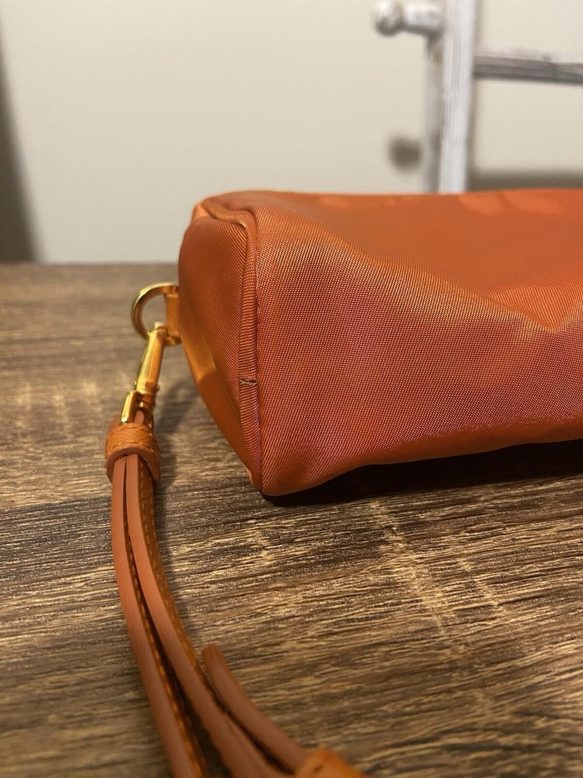 Prada Prada Tessuto orange nylon saffiano logo-lined clutch pouch Size ONE SIZE - 4 Thumbnail
