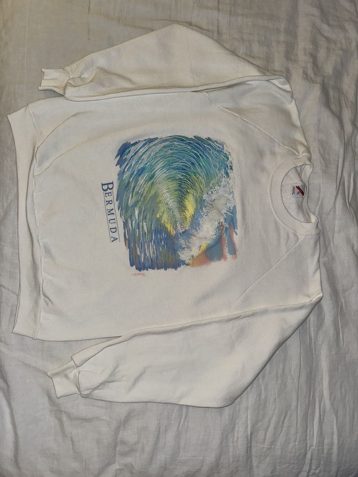 Art Comes First × Jerzees Vintage 1989 Bermuda Wave Art Sweatshirt Size US XL / EU 56 / 4 - 11 Thumbnail
