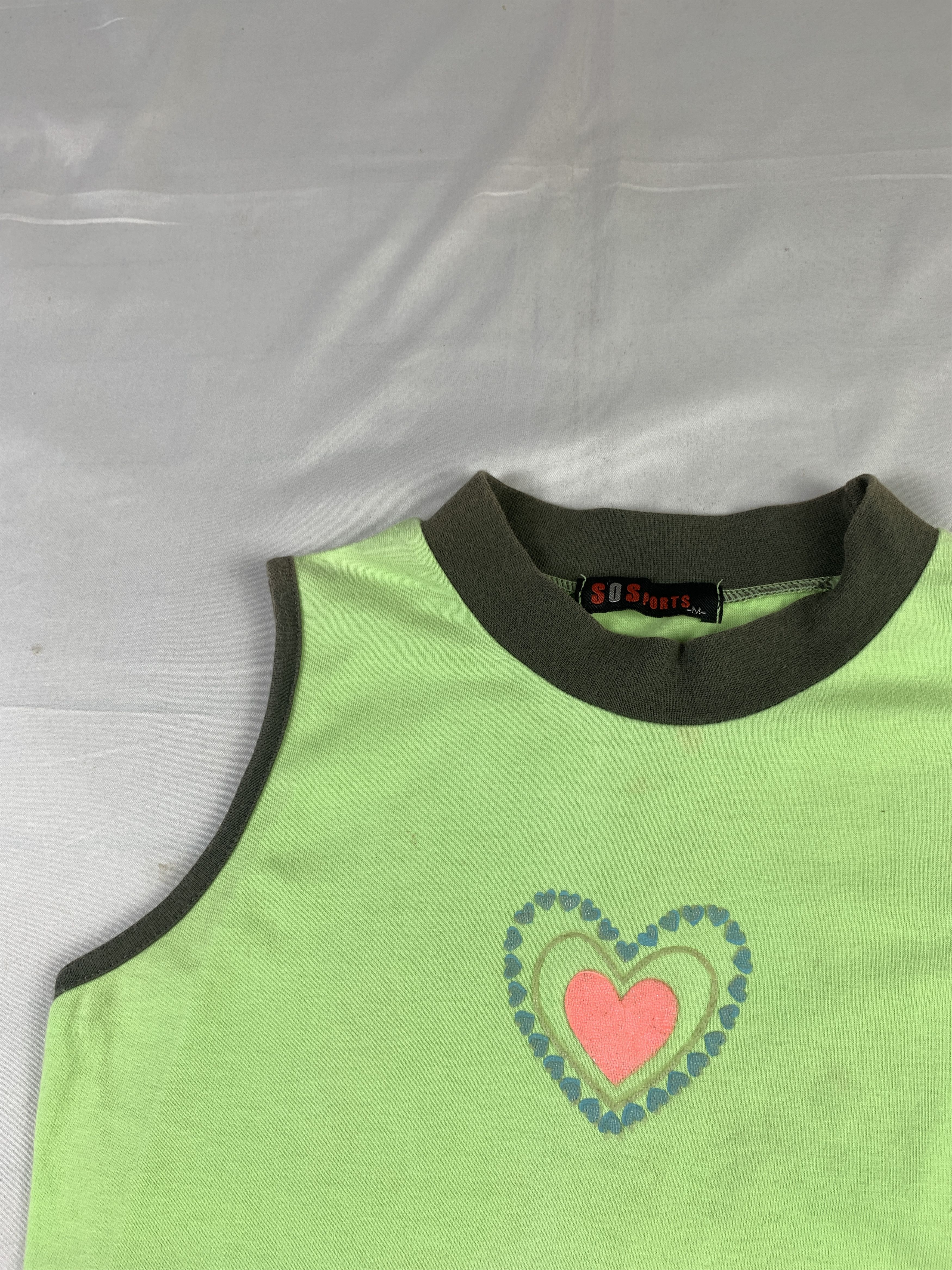 Japanese Brand Babby Soft Green Puffy Love Ringer Sleeveless Top (S) Size S / US 4 / IT 40 - 5 Thumbnail