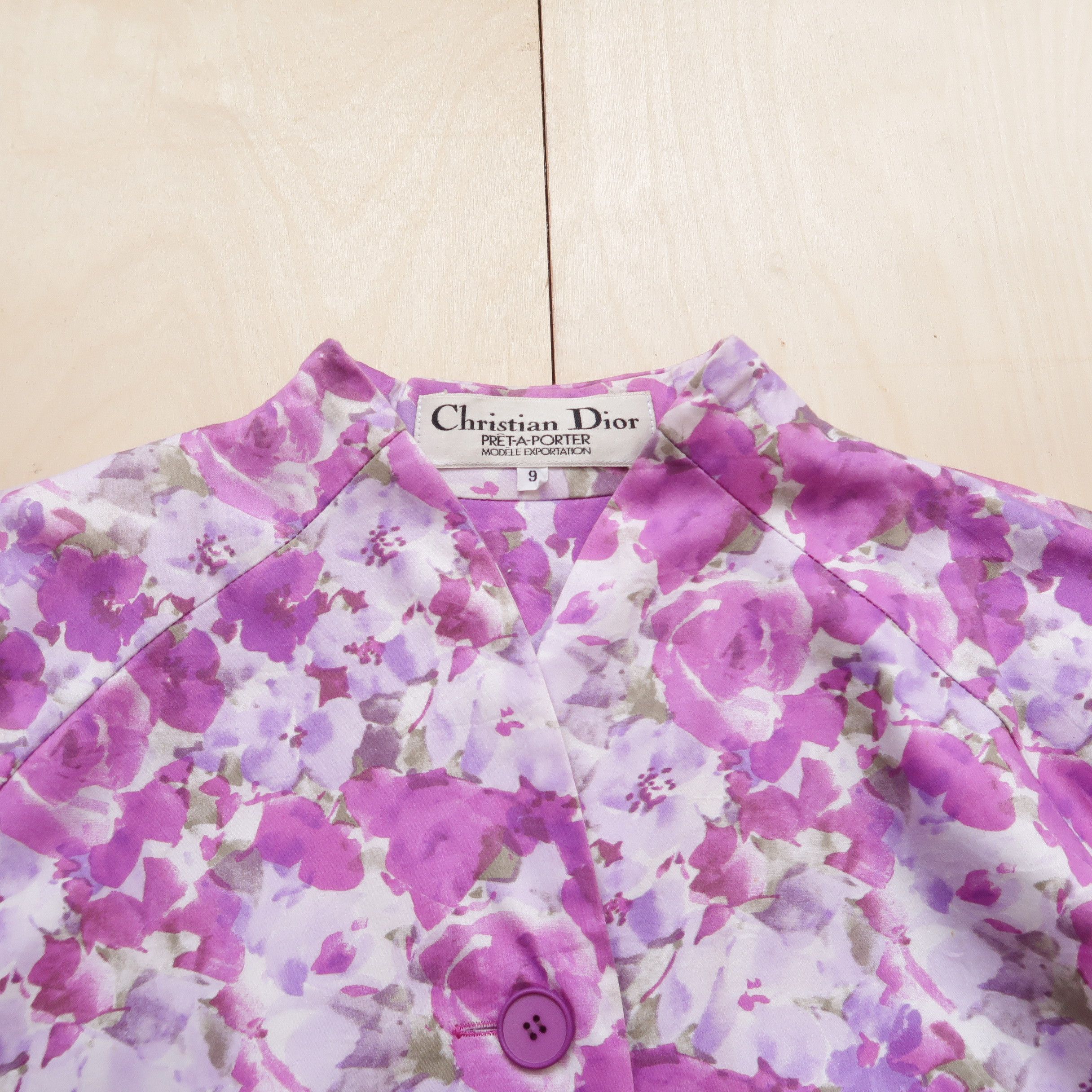 Dior 1990s Christian Dior Jacquard Floral Blazer Jacket Size M / US 6-8 / IT 42-44 - 3 Thumbnail