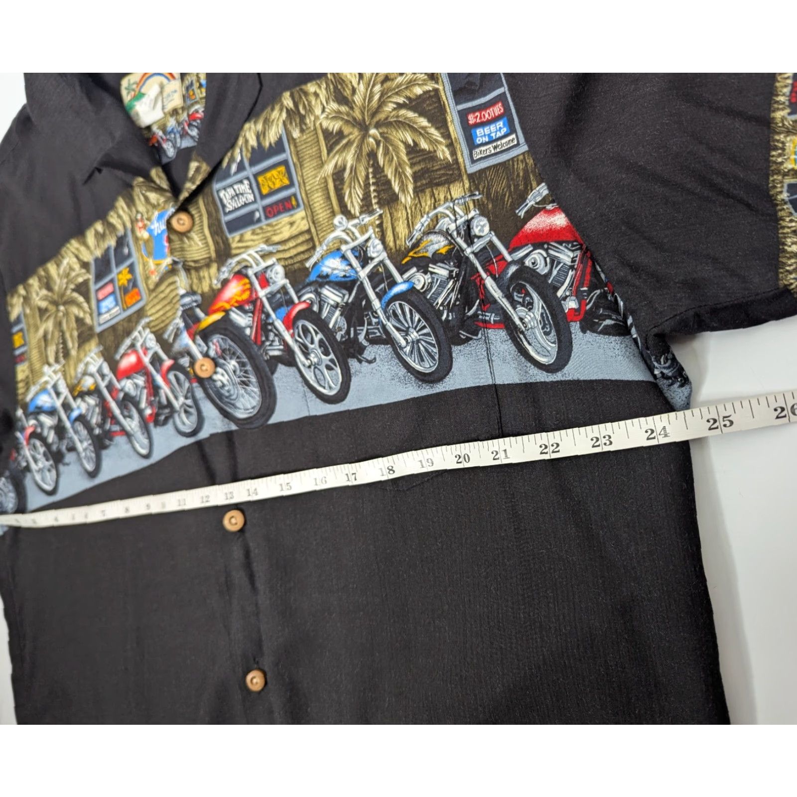Paradise Found Vintage Paradise Found Mens Hawaiian Shirt Black Motorcycles Aloha Rayon Cotton Button-Up Short Sleeve L Spring Summer Mens Size US L / EU 52-54 / 3 - 5 Thumbnail