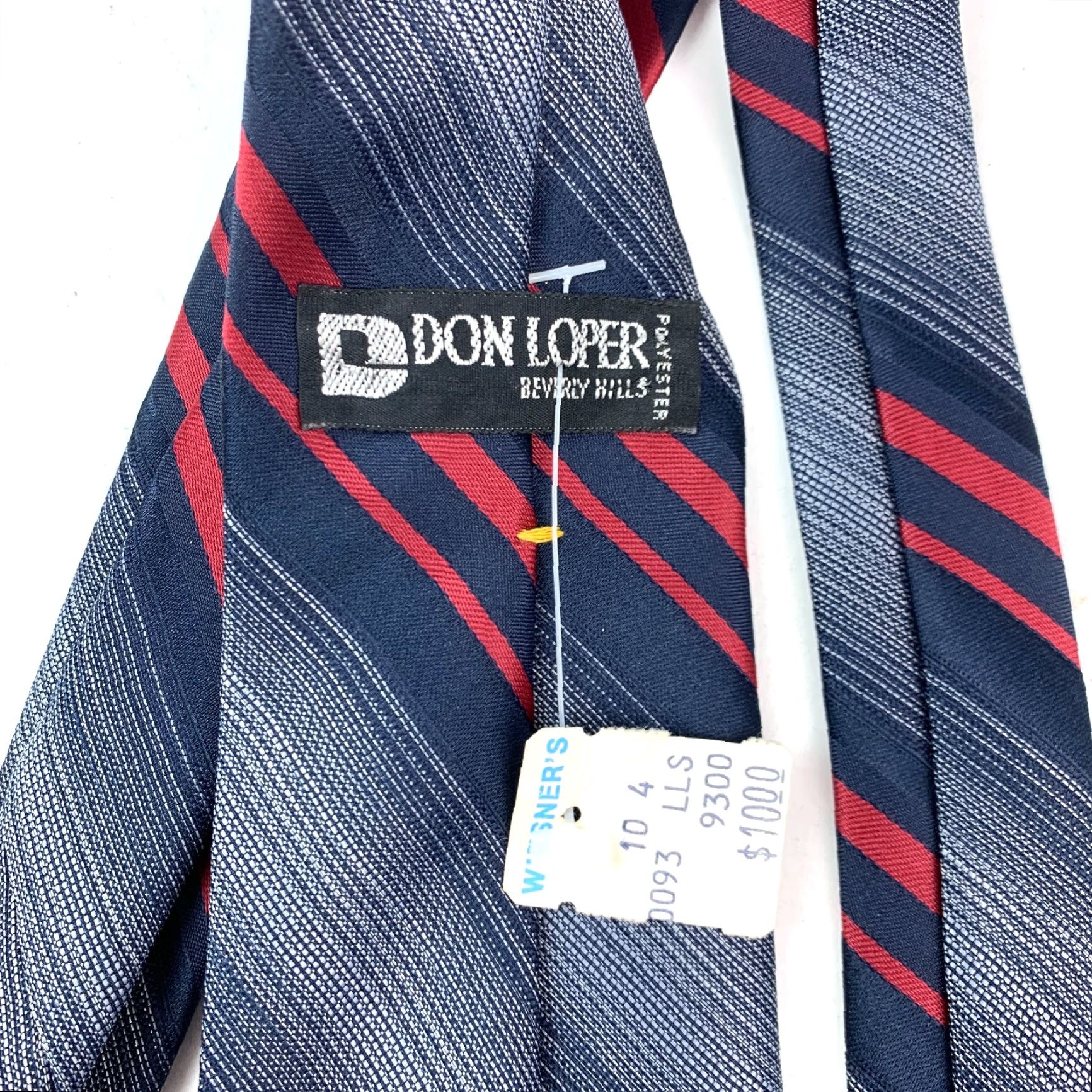 Vintage VINTAGE Don Loper Beverly Hills Mens Tie Polyester Blue Stripes 56 x 3.5" New with tags Size ONE SIZE - 4 Thumbnail