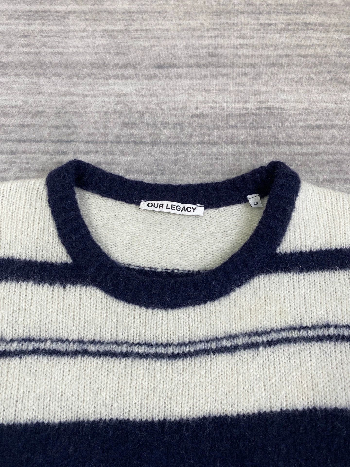 Our Legacy Our Legacy Sonar Roundneck Black & White Stripe Wool Sweater Size US M / EU 48-50 / 2 - 3 Thumbnail