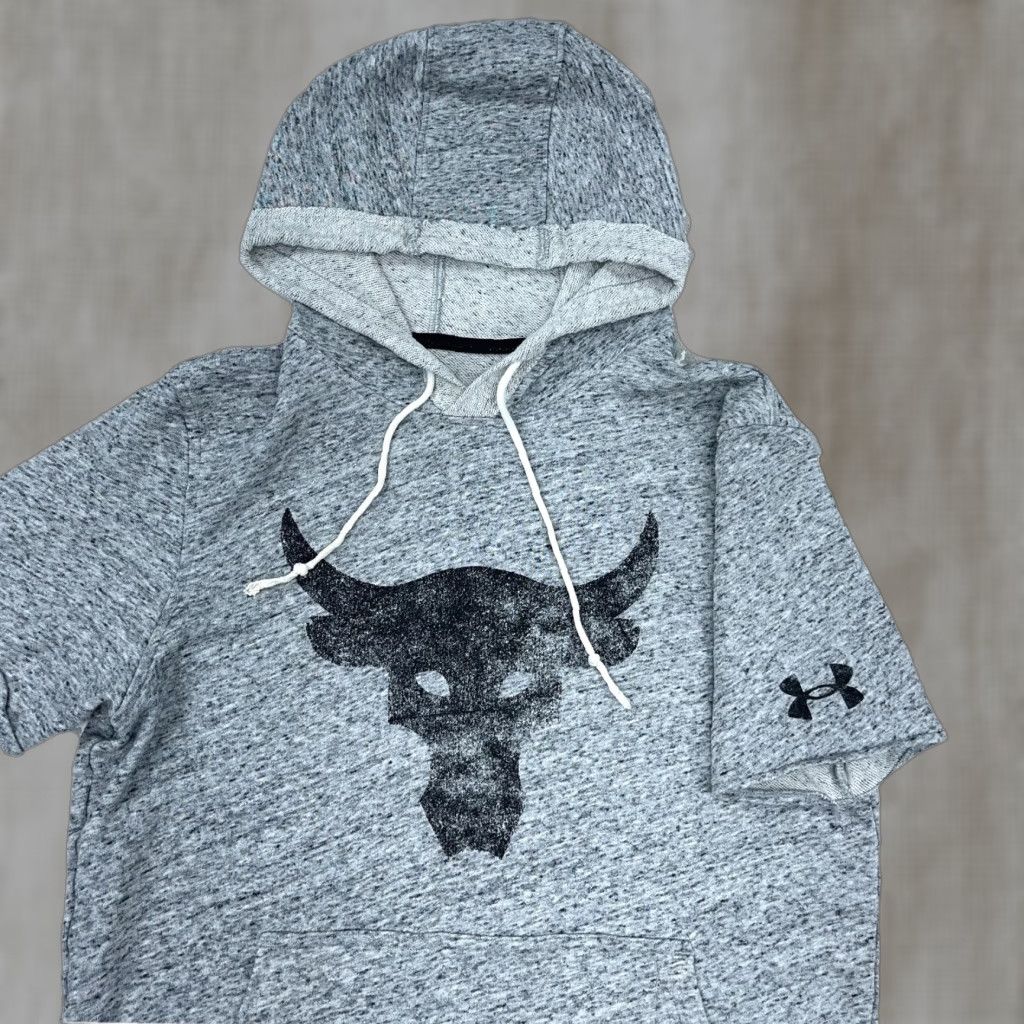 Under Armour Under Armour Project Rock Hoodie Men S Gray Black Short Sleeve Sweatshirt Sweat Pullover Logo 90s Modern Sports Rock Mens Size US S / EU 44-46 / 1 - 1 Thumbnail
