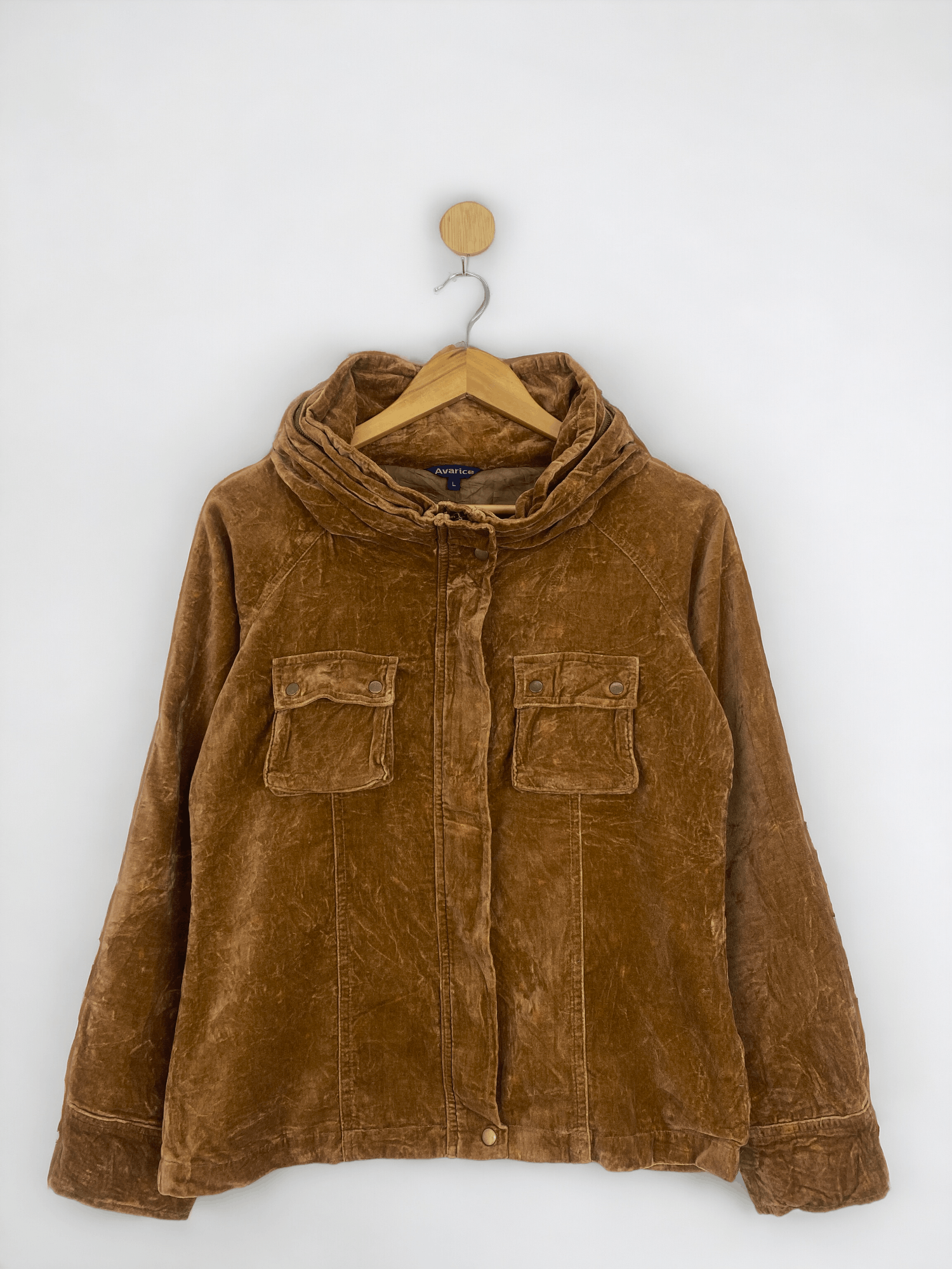 If Six Was Nine Vintage Avarice Full Zipper Velvet Brown Jacket JA0046 Size L / US 10 / IT 46 - 1 Thumbnail