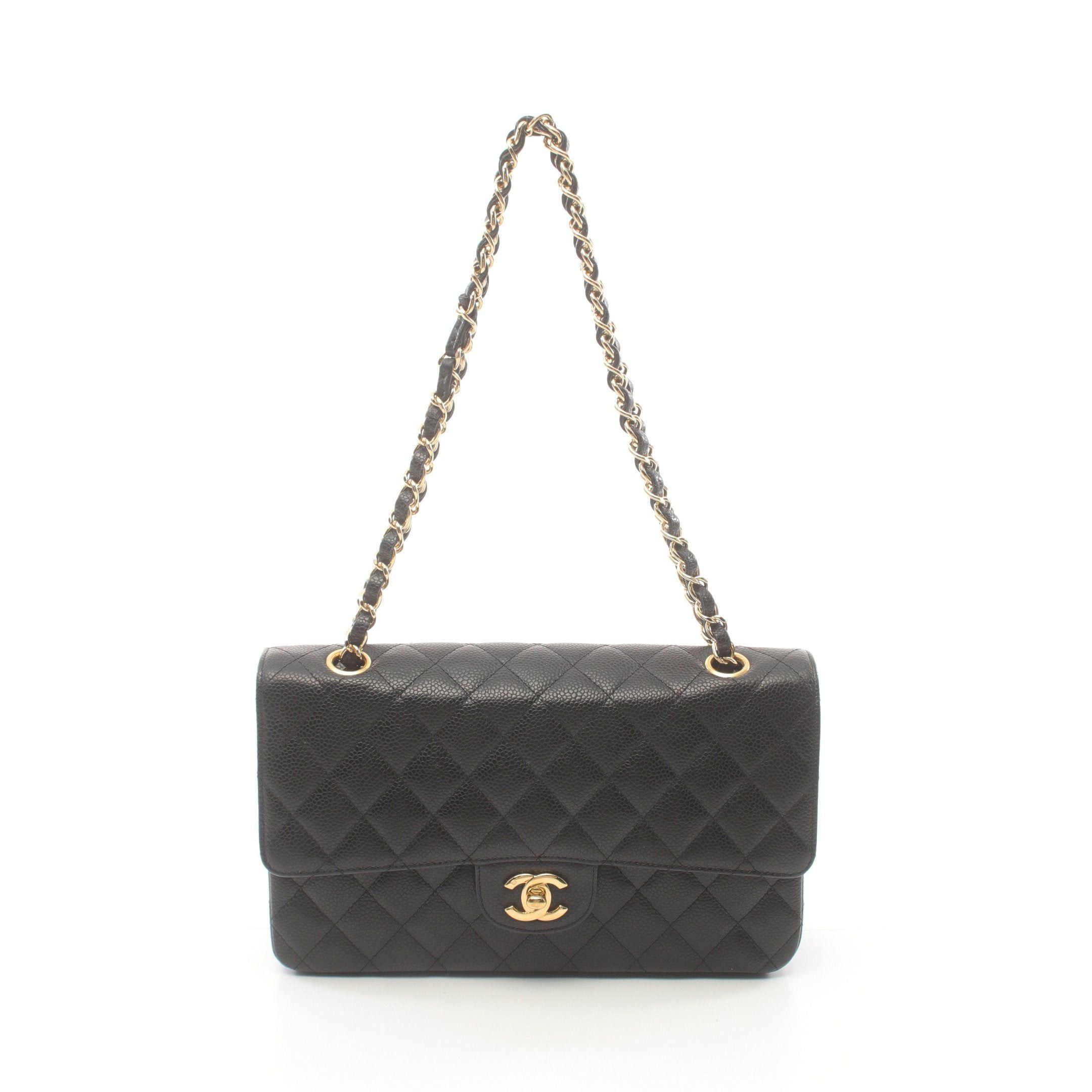 Chanel Chanel Matelasse Double Flap Chain Shoulder Bag Caviar Skin Black Gold Hardware Size ONE SIZE - 1 Thumbnail