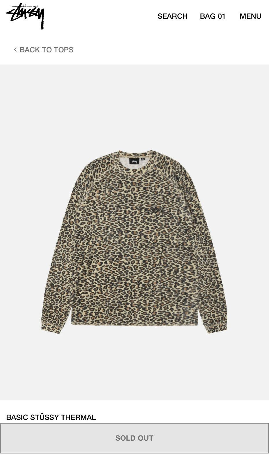 Stussy Thermal Leopard - Size L