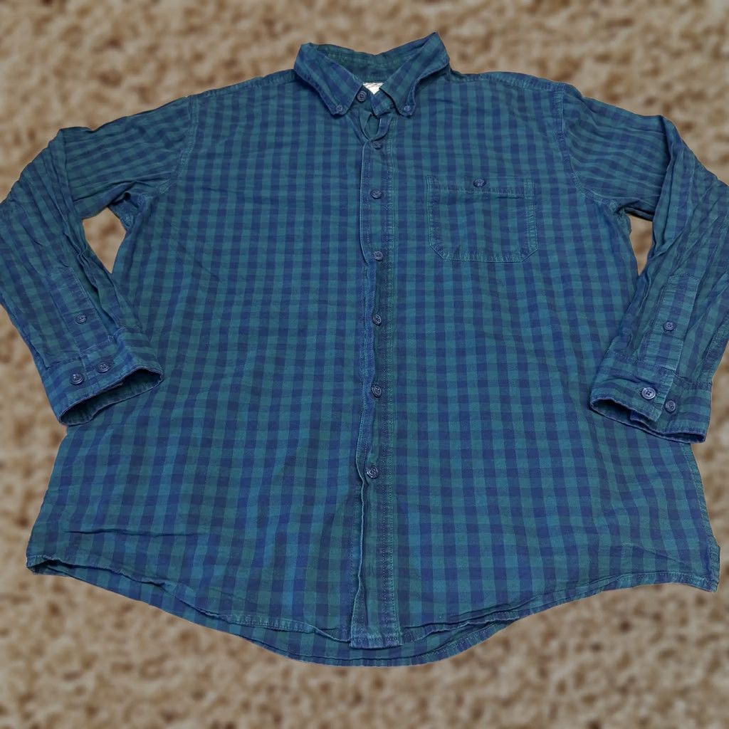 The Mountain Blue Mountain Shirt Mens Large Green Blue Check Plaid Button Up Long Sleeve Size US L / EU 52-54 / 3 - 1 Thumbnail