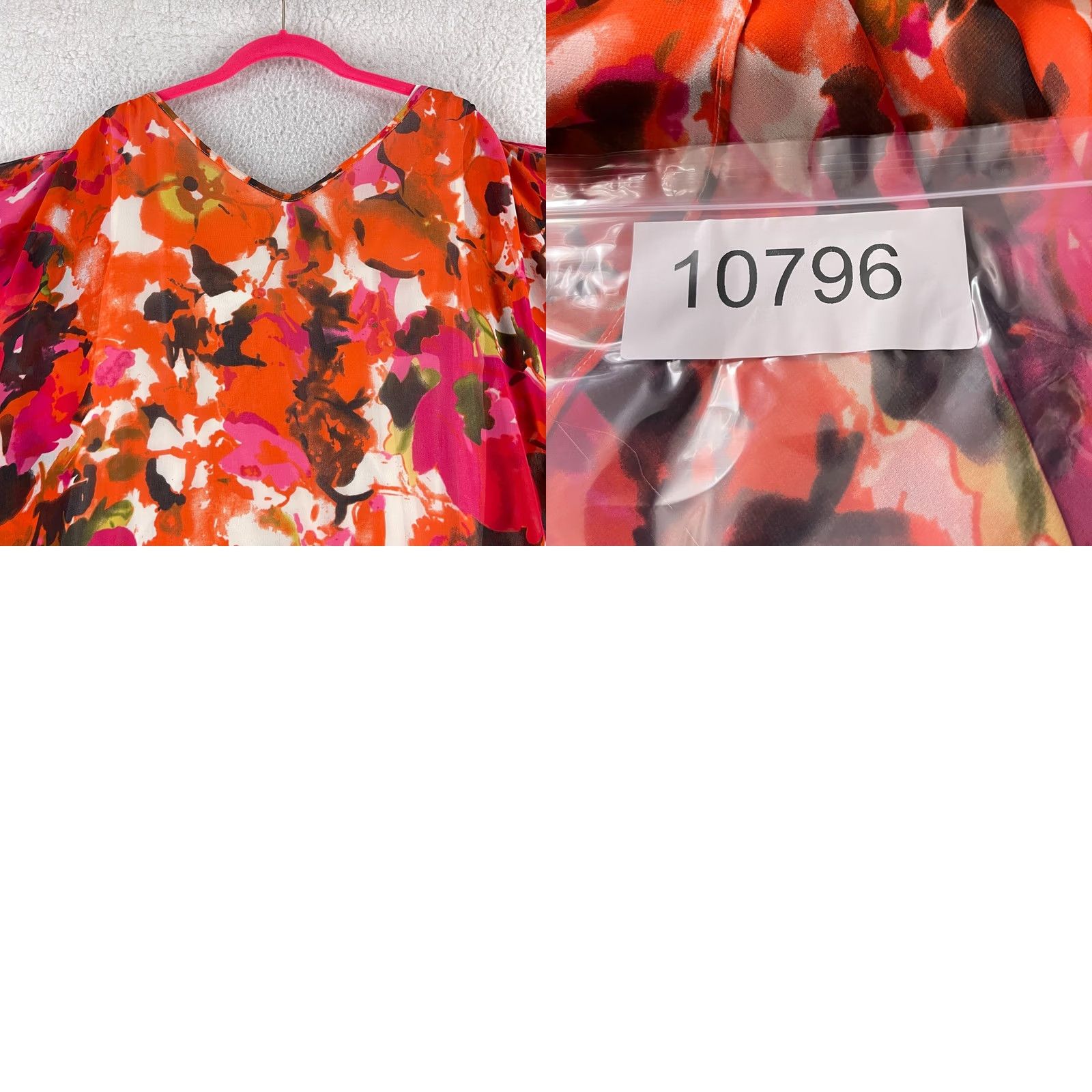 Badgley Mischka American Glamour Badgley Mischka Tunic Shirt Womens Large Orange Floral V-Neck Size L / US 10 / IT 46 - 9 Thumbnail