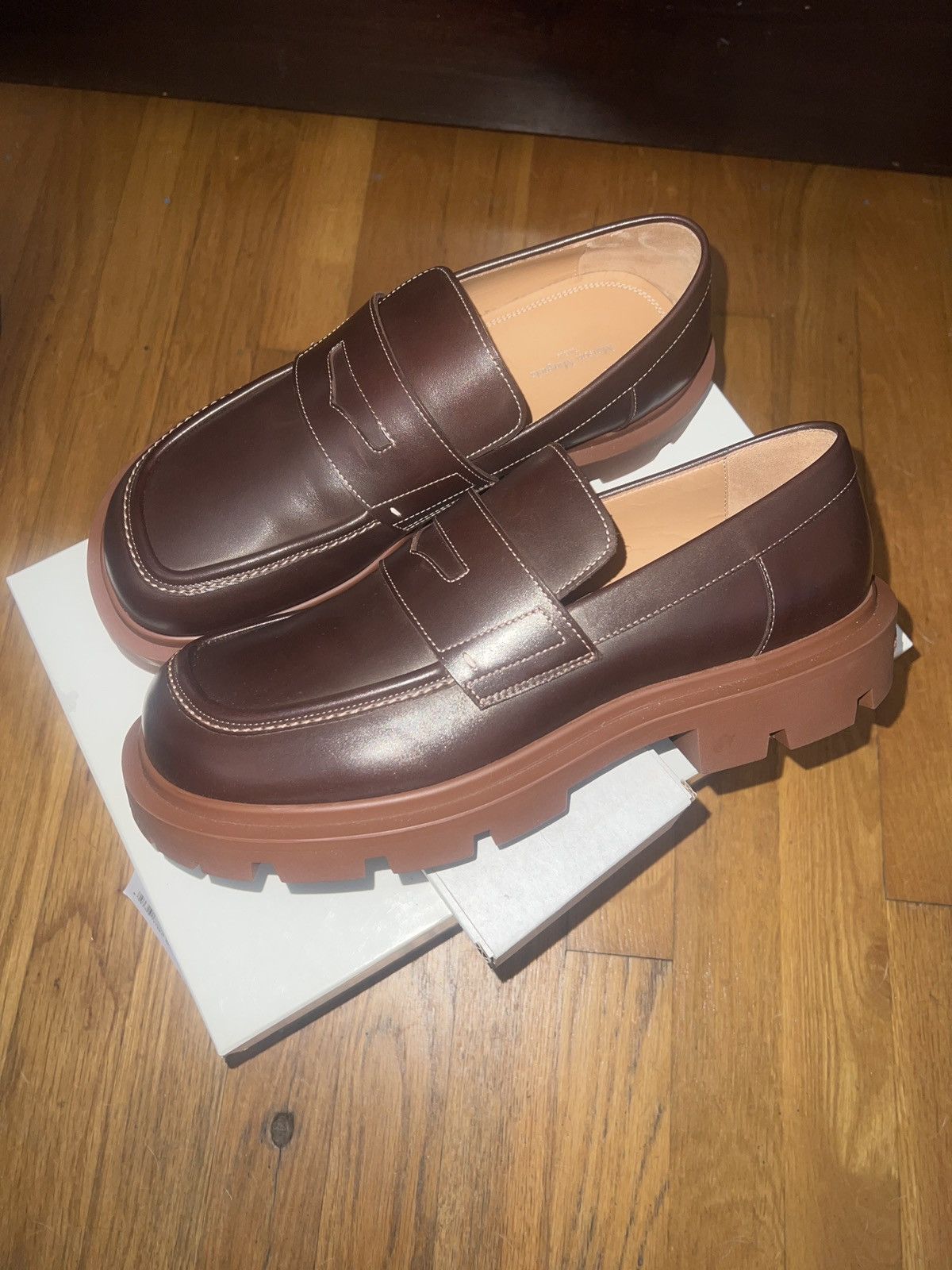 image of Maison Margiela Lug Sole Loafers Ss22 in Brown, Men's (Size 9)