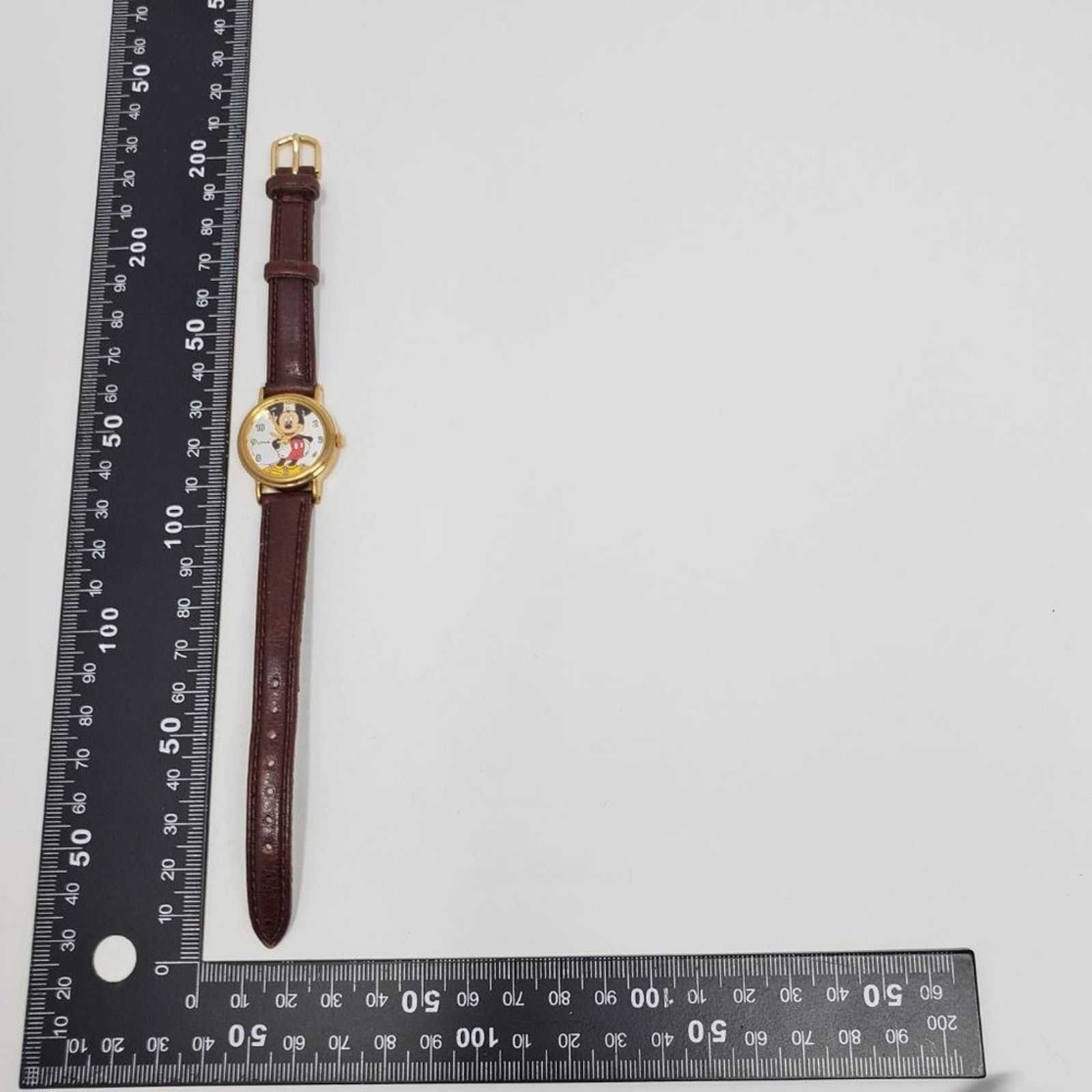 Disney X Lorus Mickey Mouse Gold Watch Vintage Brown Leather Vintage 1990s Lorus Disney Ladies Quartz Watch Gold Tone  main image 2