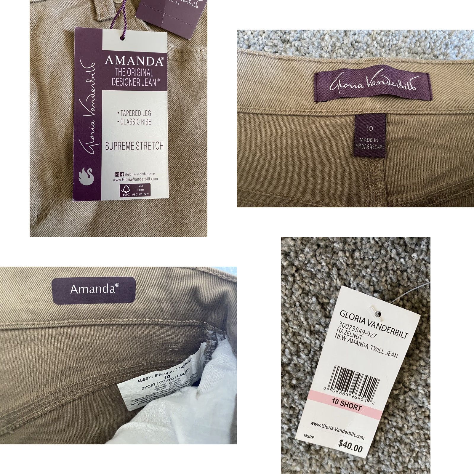 Gloria Vanderbilt VINTAGE Gloria Vanderbilt Amanda Jeans Brown 10 Short Women’s Tapered NWT Hazelnut Size 32" / US 10 / IT 46 - 8 Thumbnail