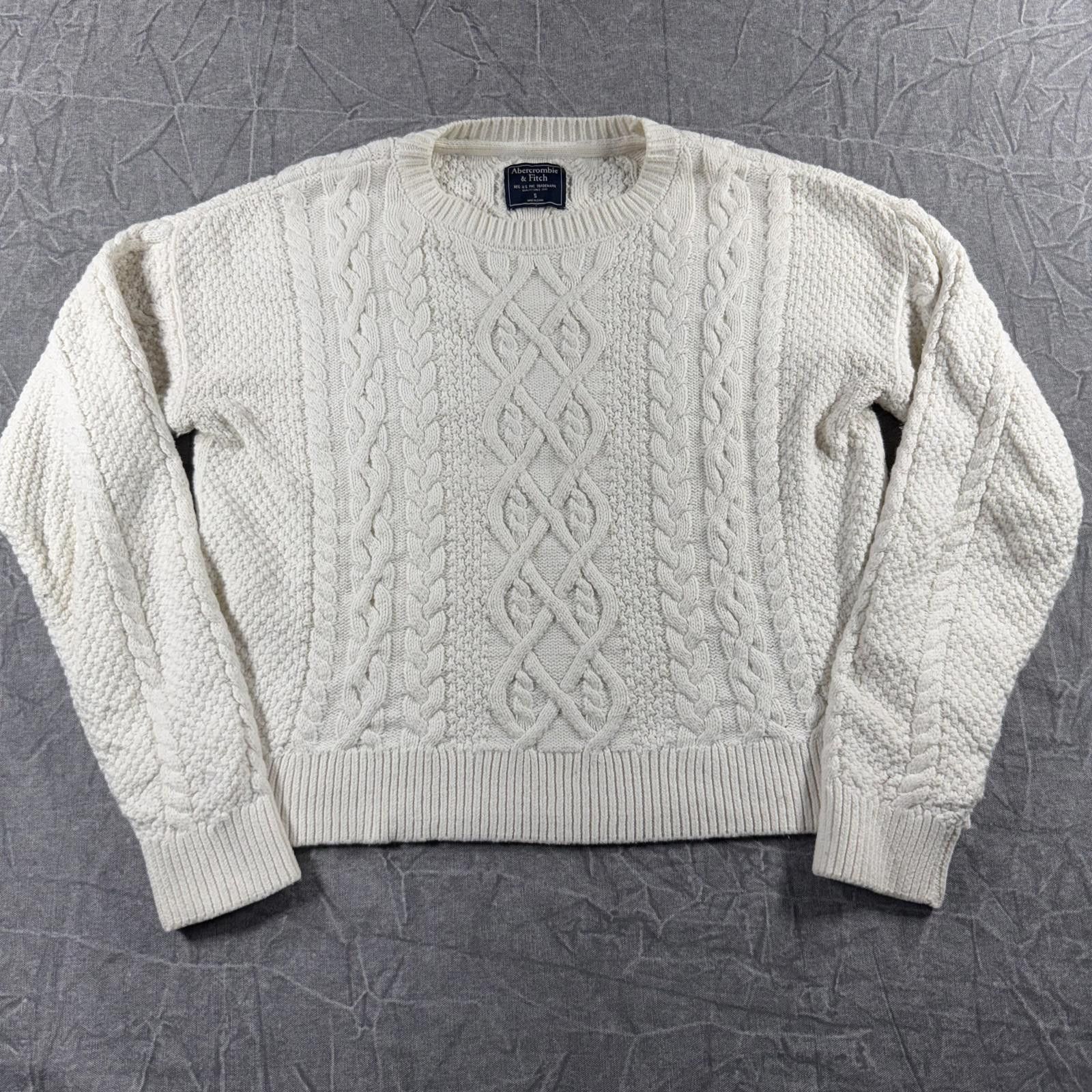 Abercrombie & Fitch Abercrombie Sweater Women's S White Cable Knit Size S / US 4 / IT 40 - 3 Thumbnail