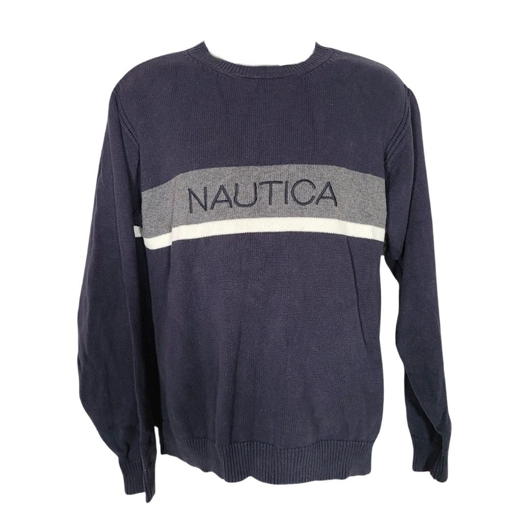 Nautica vintage 90s Nautica navy knit stripped logo sweater size xl Size US XL / EU 56 / 4 - 9 Thumbnail