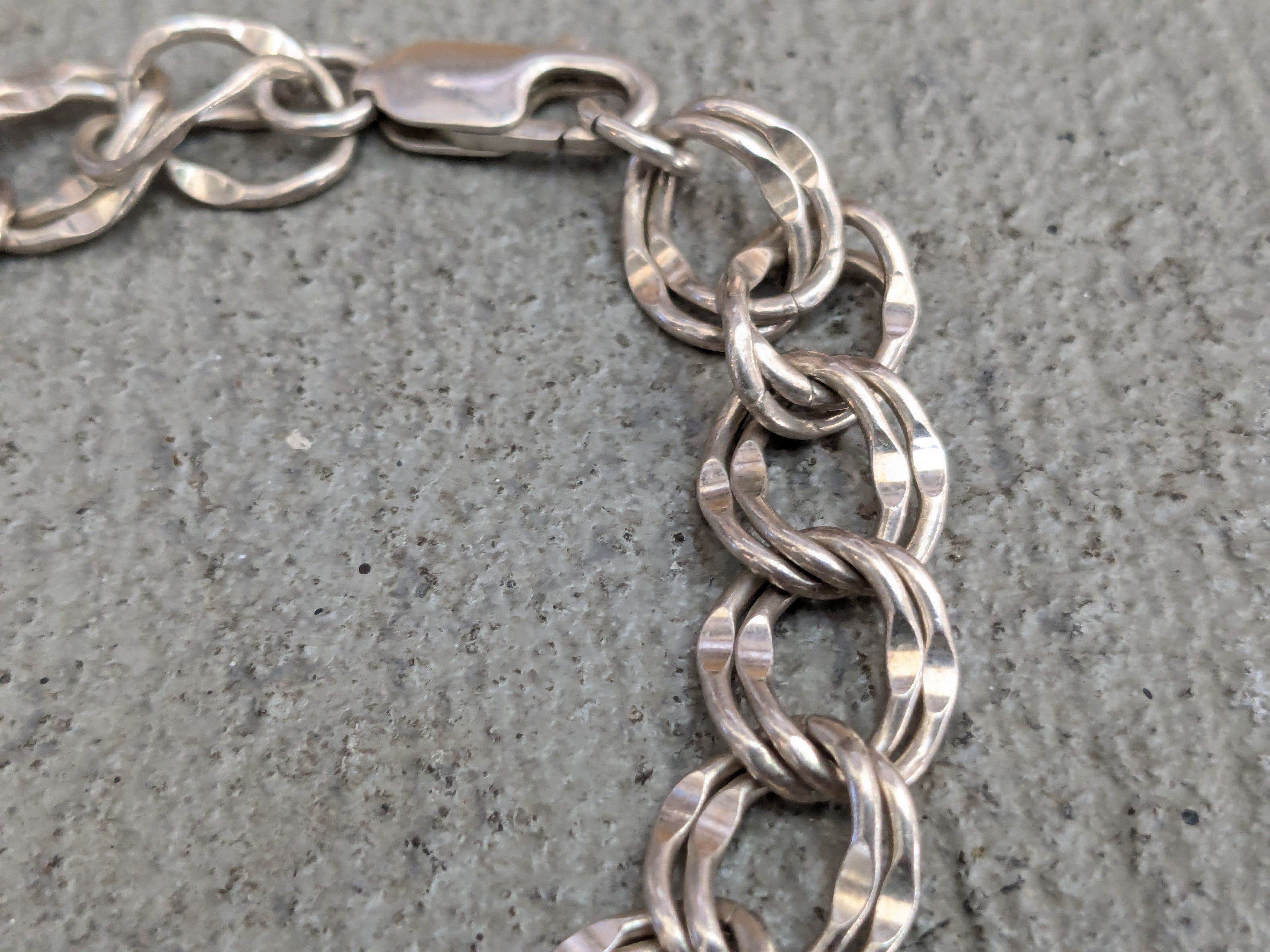 Jewelry Sterling Silver Bracelet Double Curb Charm 7.25" Size ONE SIZE - 4 Thumbnail