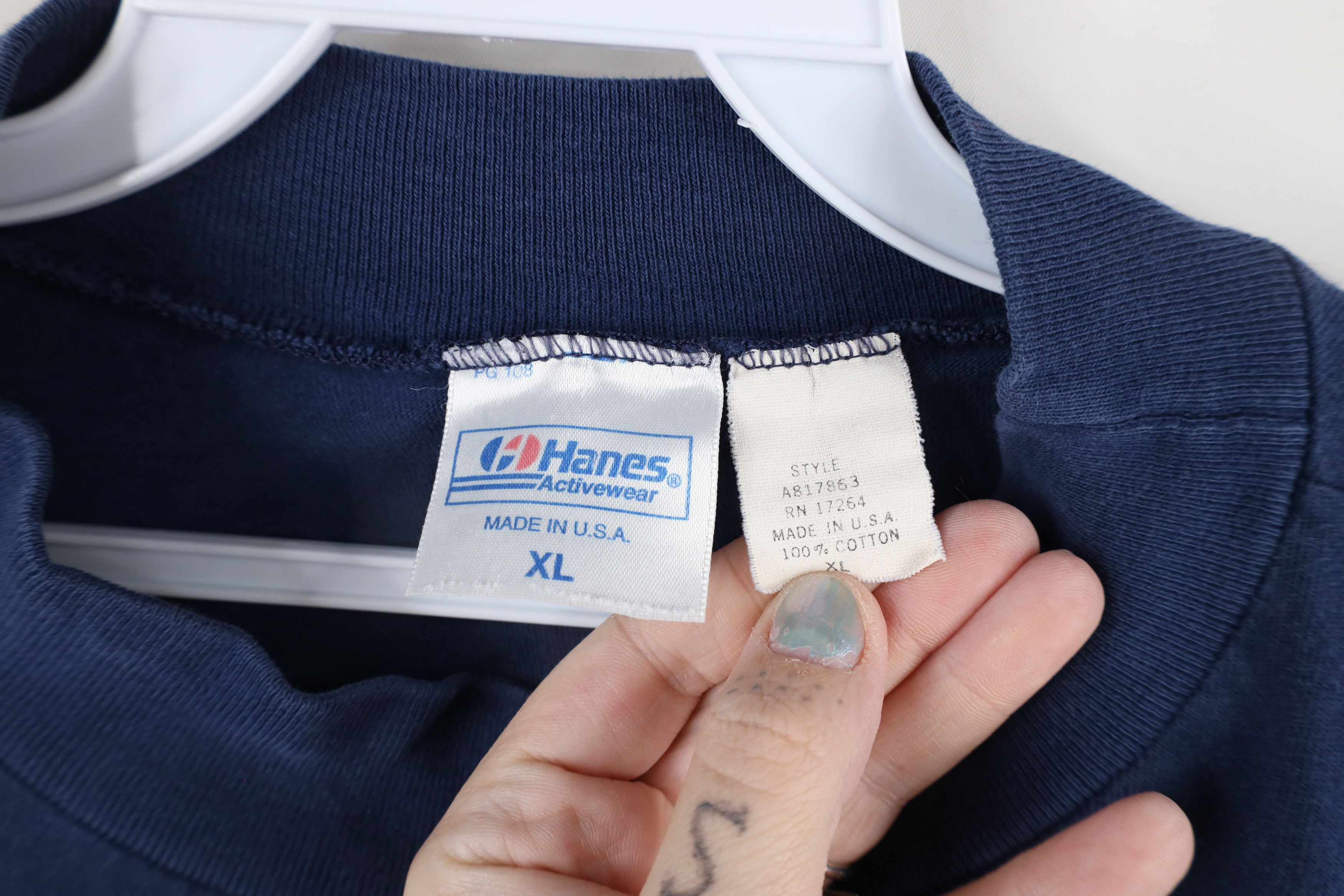 Hanes × Vintage Vintage 80s 90s Hanes Mock Neck Long Sleeve T-Shirt USA Size US XL / EU 56 / 4 - 5 Thumbnail