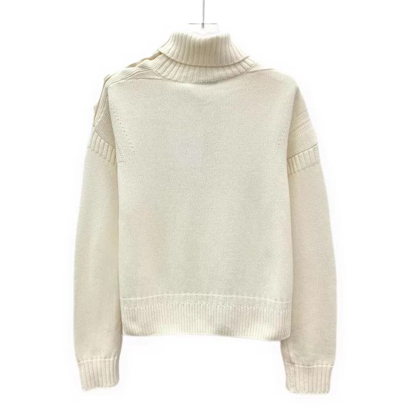Dior Dior Beige bee embroidered cashmere turtleneck long-sleeve Size XS / US 0-2 / IT 36-38 - 2 Thumbnail