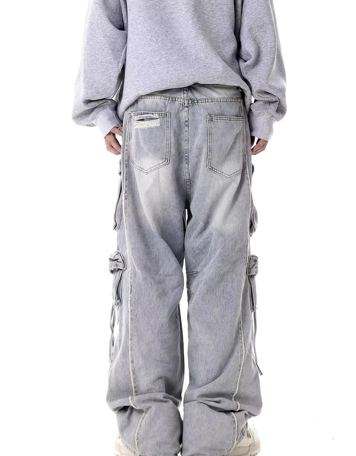 Other Street Hip Hop Grunge Ripped Wide Leg Jeans Pants Size US 32 / EU 48 - 3 Thumbnail
