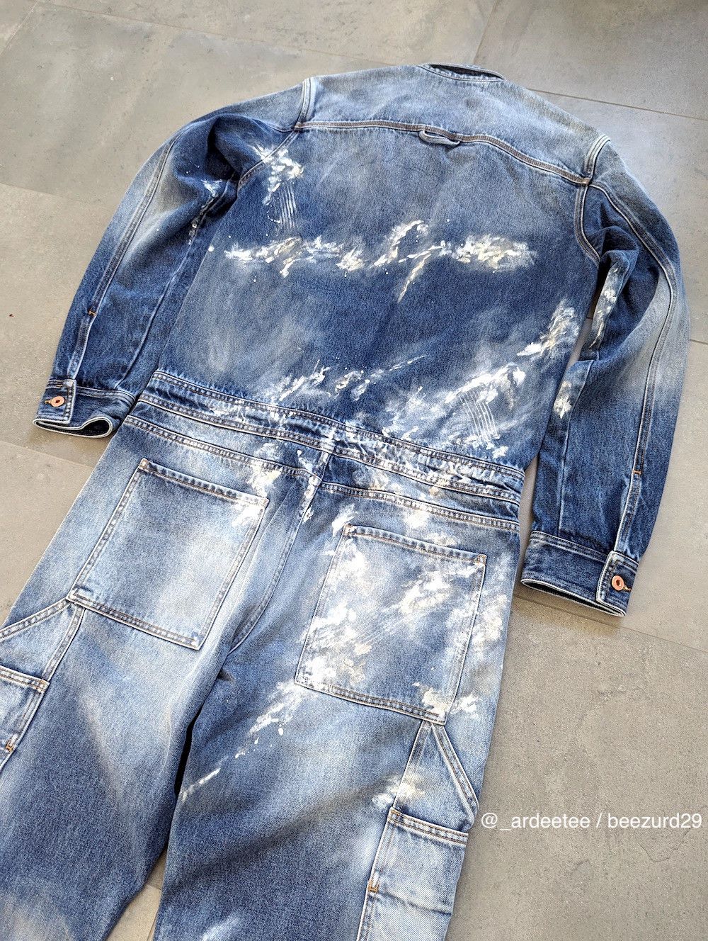 Off-White *NEW* VIRGIL ABLOH SS16 PAINTED CARPENTER DENIM JUMPSUIT Size US 32 / EU 48 - 8 Thumbnail
