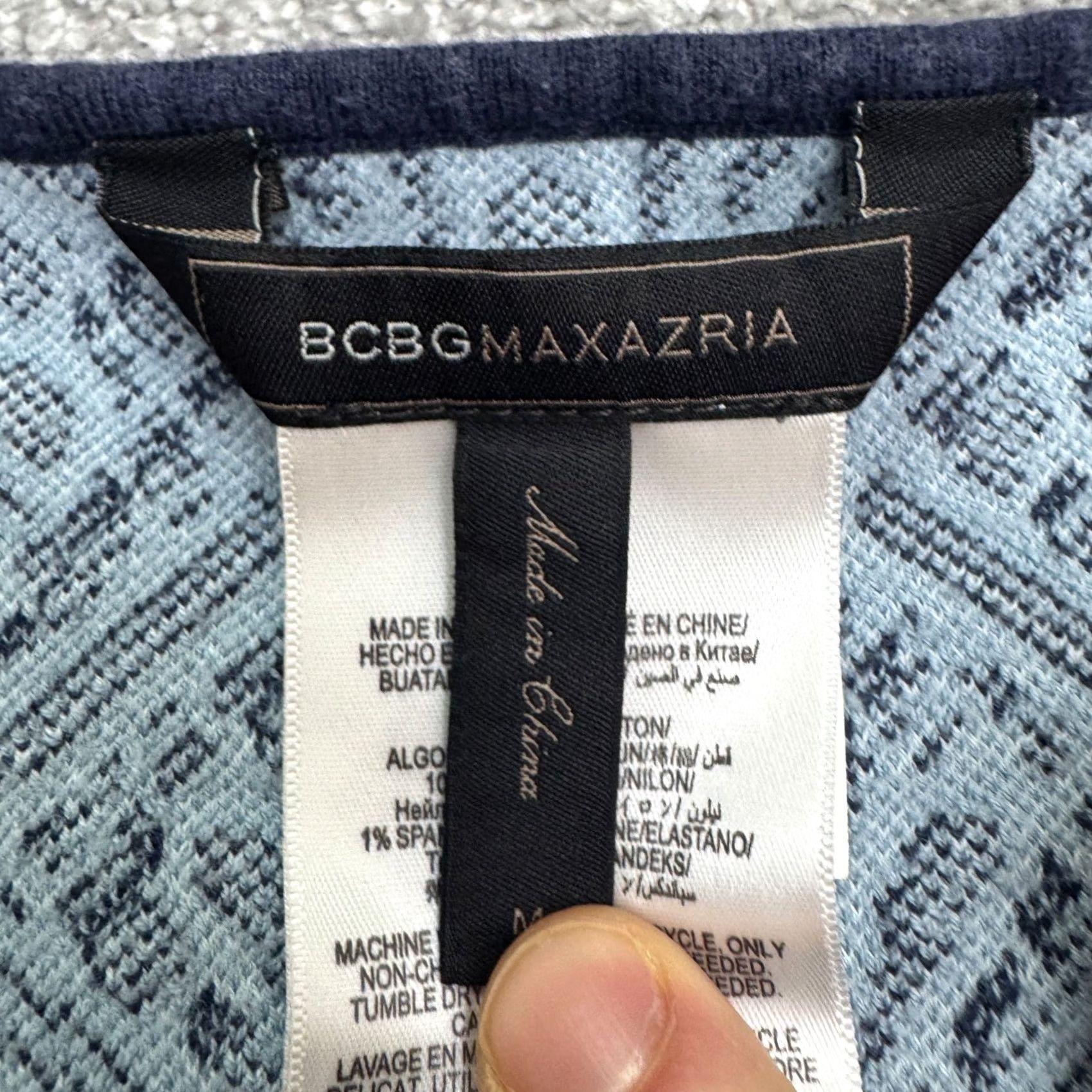 Bcbgmaxazria BCBGMAXAZRIA Blue Geometric Jacquard Knit Mini Dress Womens Medium Size M / US 6-8 / IT 42-44 - 6 Thumbnail
