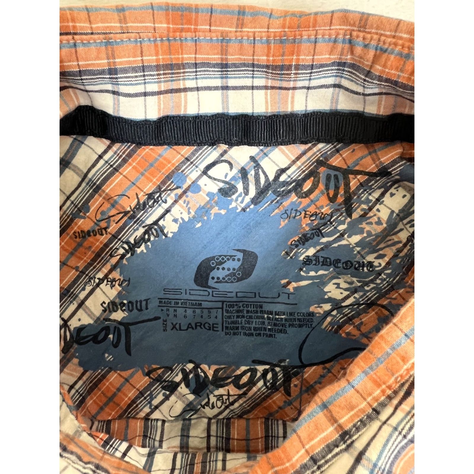 Sideout VINTAGE Sideout Short Sleeve Plaid Button Up Shirt XL Orange Mens Summer Casual Y2K Surf Size US XL / EU 56 / 4 - 4 Thumbnail