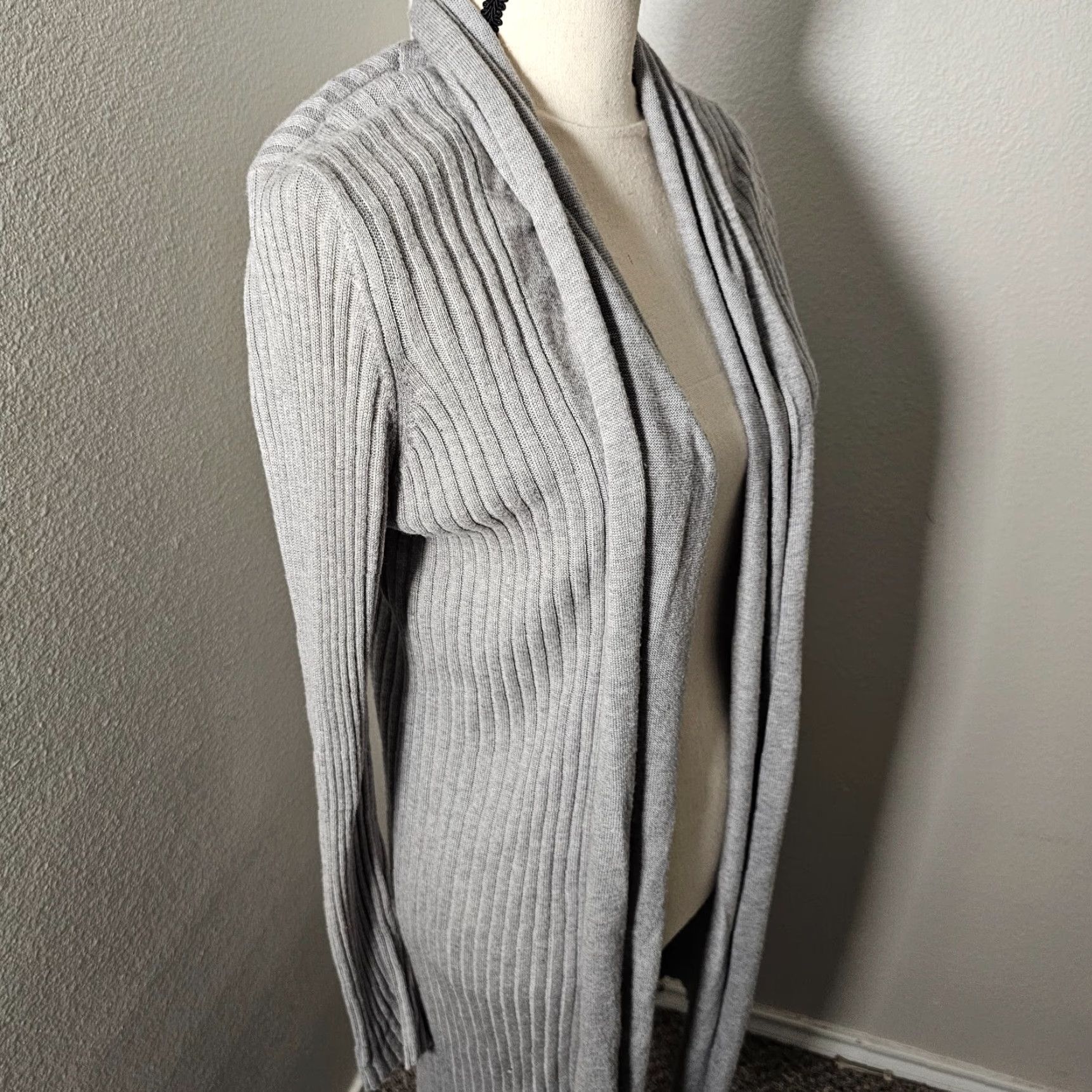 Vintage Joan Vass Cardigan Women Small Gray Cashmere Knit Open Front Draped Lagenlook All Seasons Womens Size S / US 4 / IT 40 - 4 Thumbnail