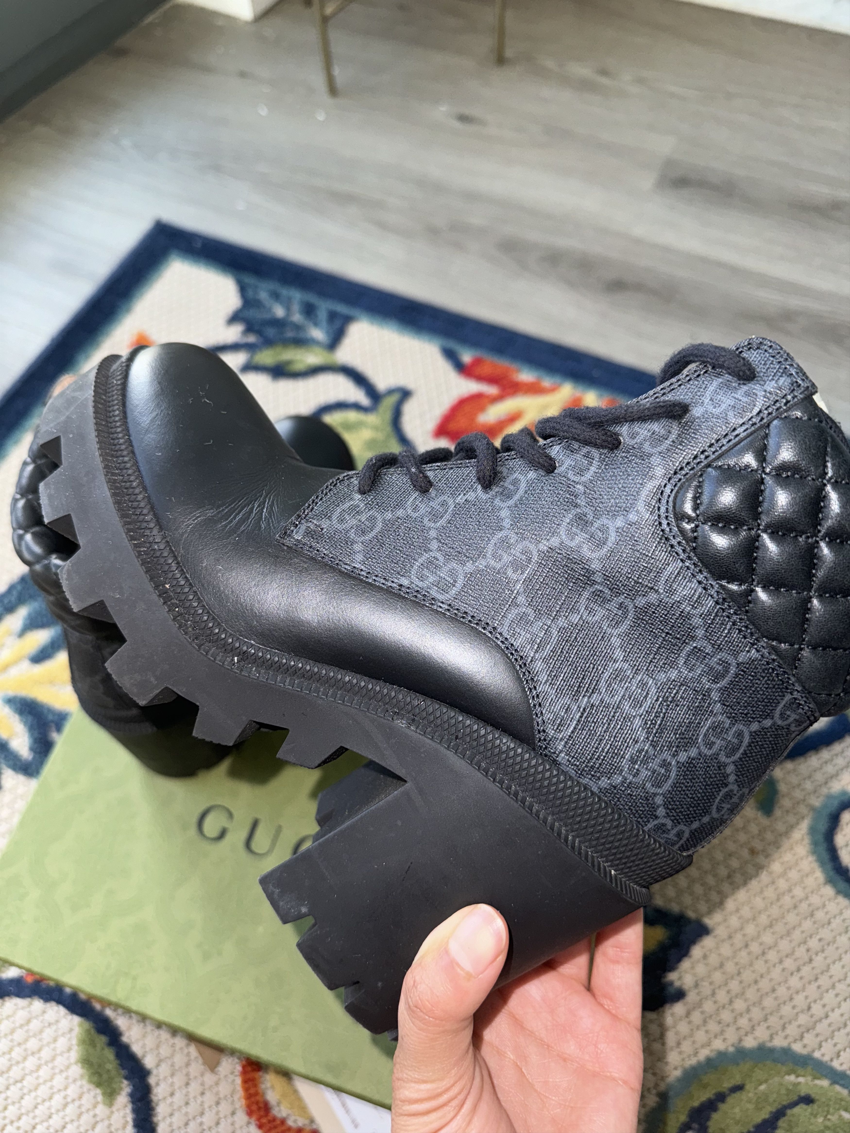 Gucci Apollo Calfskin GG Supreme Nappa Samoa Quilted Lace Up Size US 6 / IT 36 - 4 Thumbnail