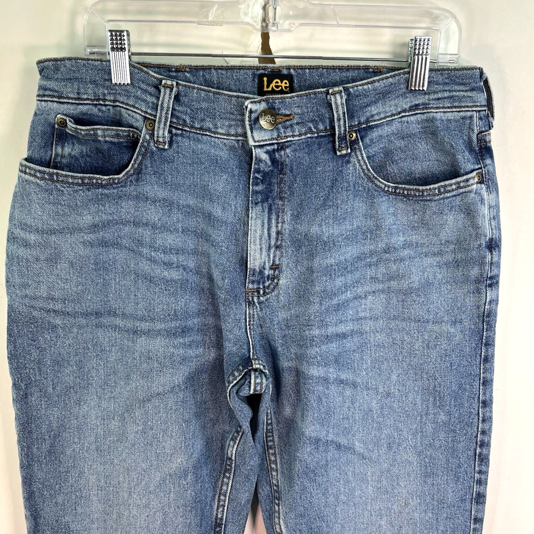 Lee Lee Jeans Relaxed It Straight Denim Jean Mens Size 34 X29 Blue Regular Medium Wash 90s Logo USA Vintage: No Mens Size US 34 / EU 50 - 2 Thumbnail