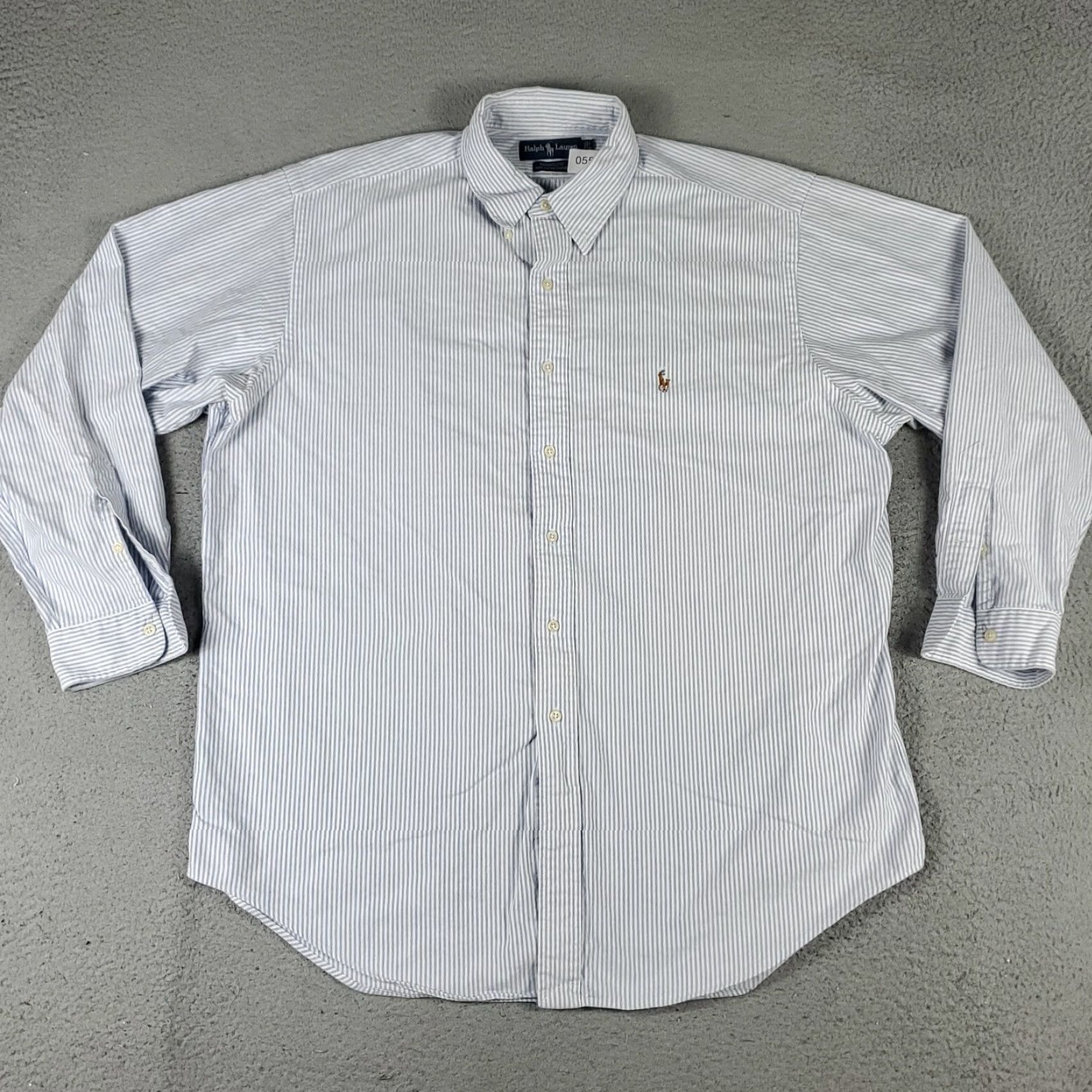 Ralph Lauren Ralph Lauren Dress Shirt Mens 17 Blue Striped Button-Down Long Sleeve Regular Fit Cotton Shirt Mens Size 17 Blue Striped Pony Dress Shirt Mens Size 46R - 3 Thumbnail