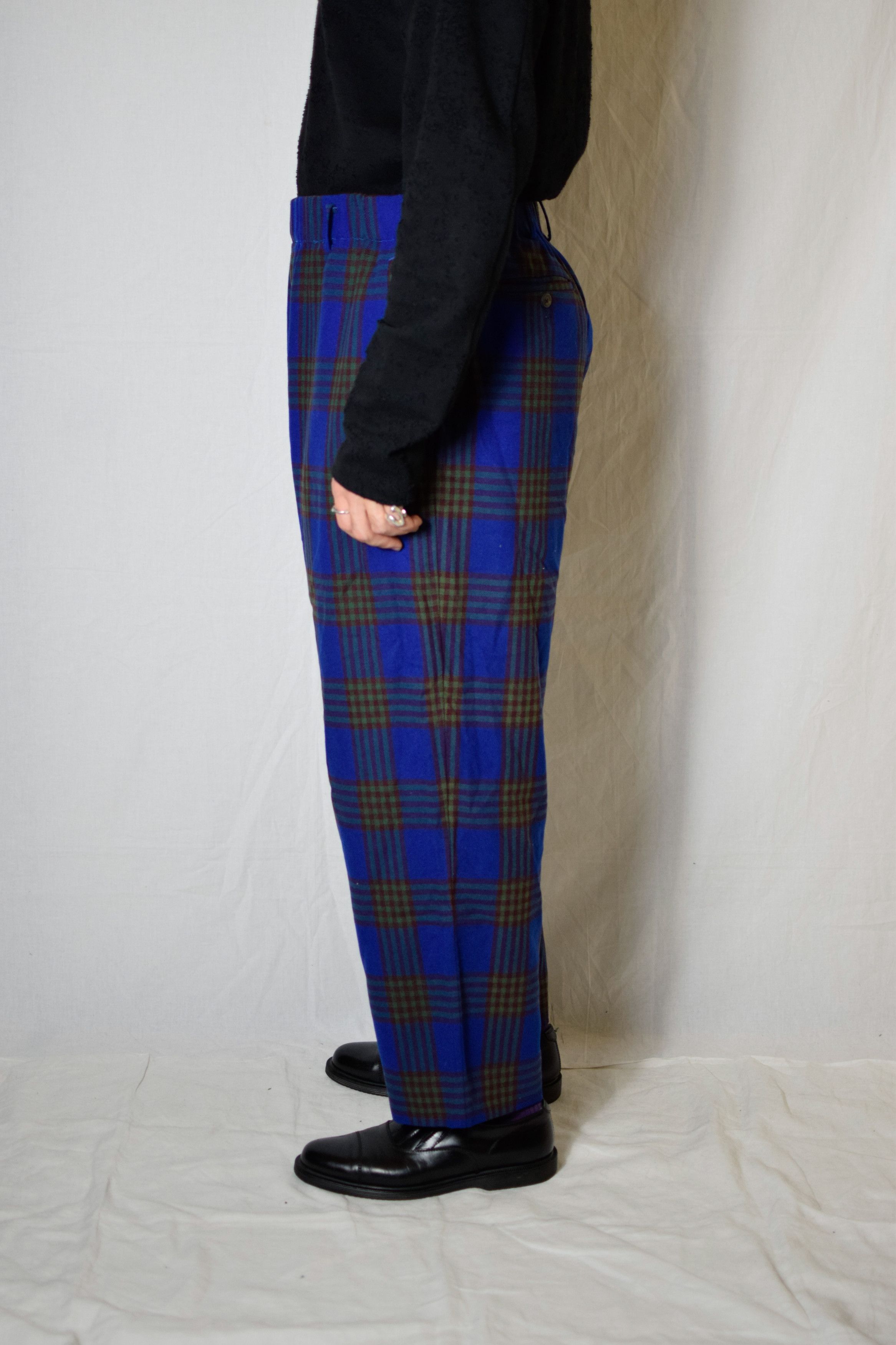 Yohji Yamamoto Y's for Men Blue Check Pants - MS-P08-115 Size US 32 / EU 48 - 5 Thumbnail