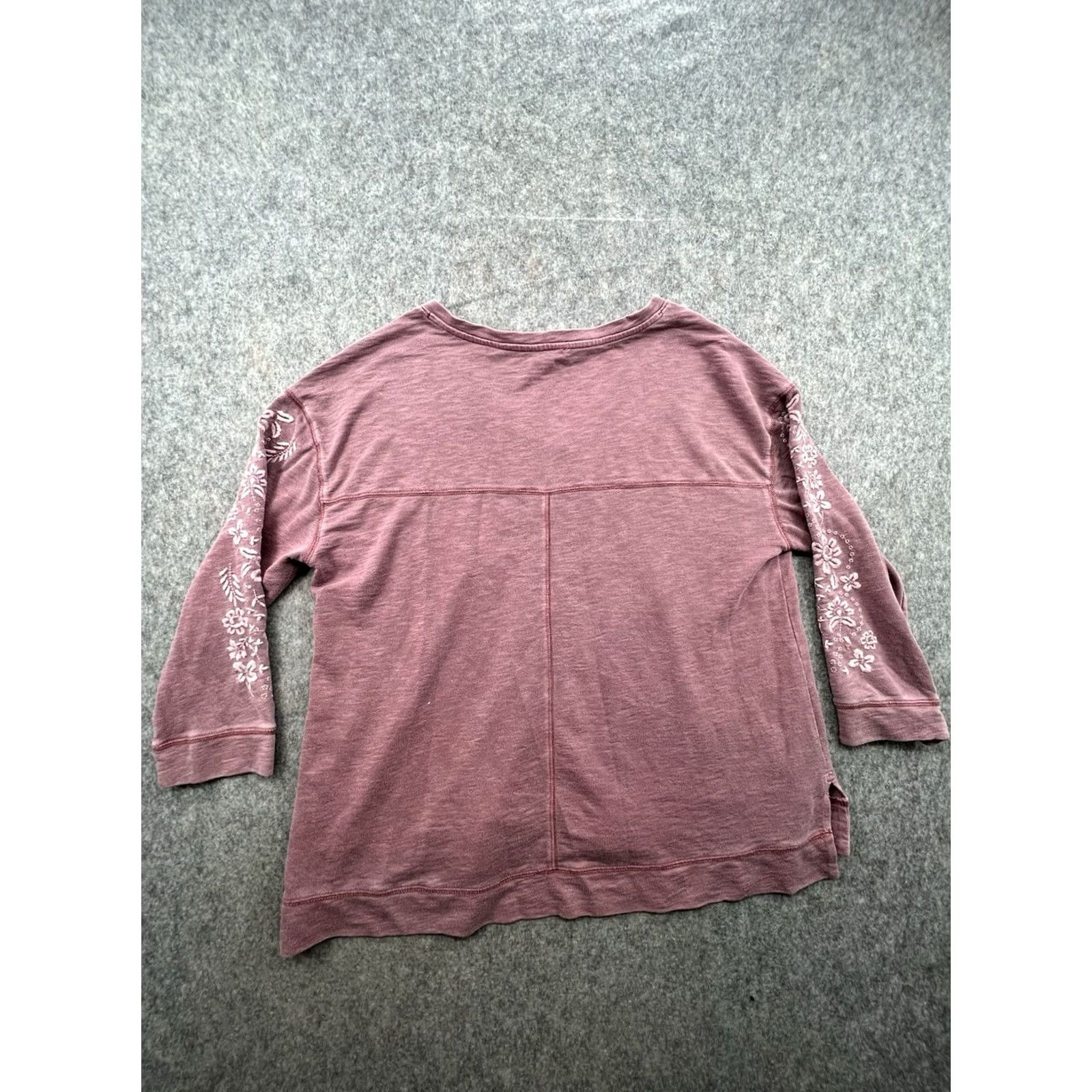 Vintage Sonoma Women's Blouse V-Neck Top Embroidered Floral 3/4 Sleeve Red Knit Cotton Size M Size M / US 6-8 / IT 42-44 - 6 Thumbnail